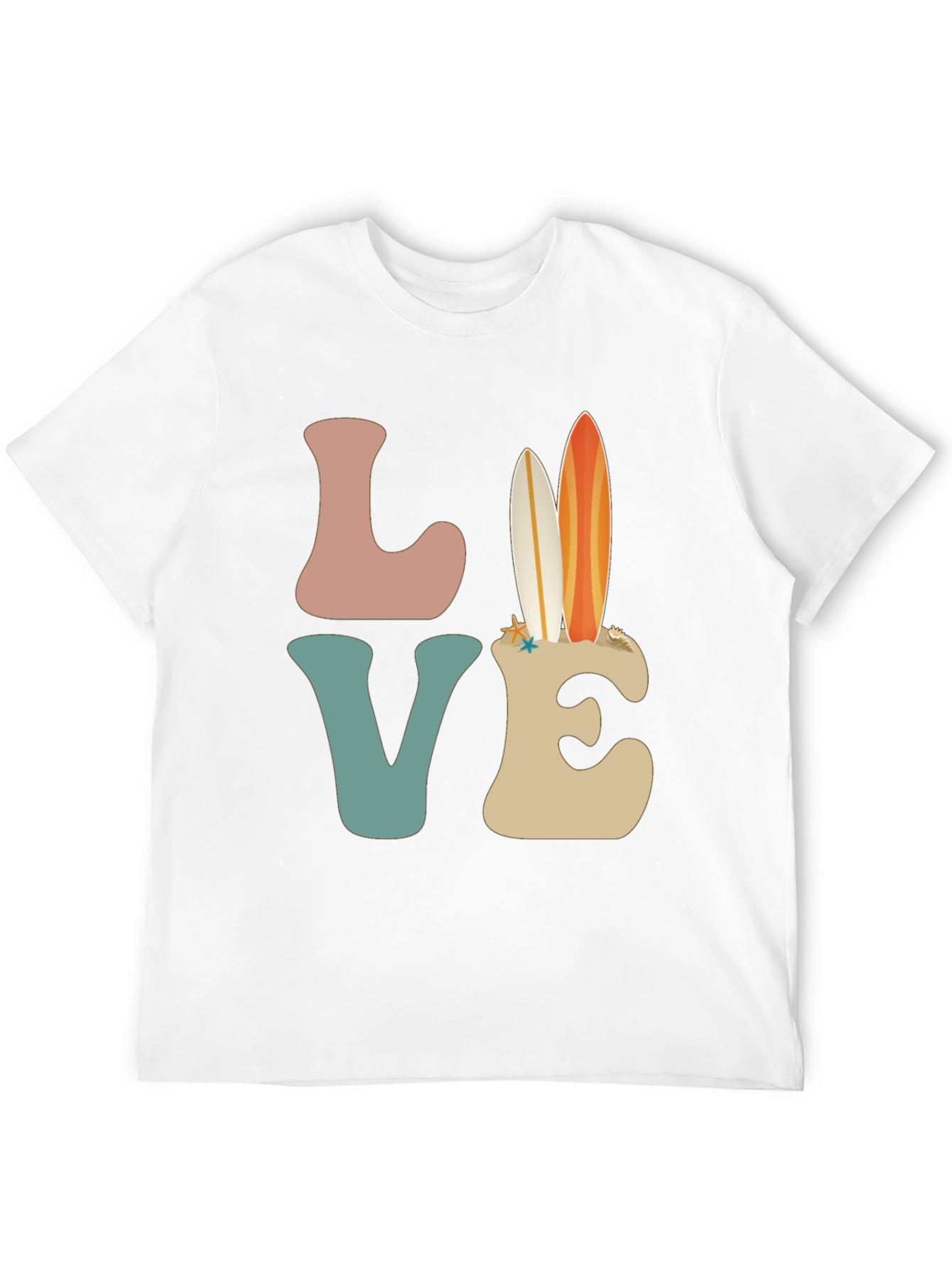 Retro Beach Surfboard Love Graphic T-Shirt