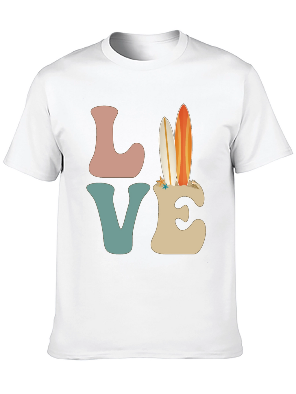 Retro Beach Surfboard Love Graphic T-Shirt