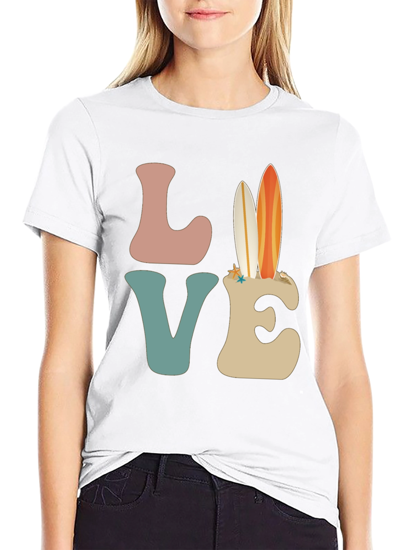 Retro Beach Surfboard Love Graphic T-Shirt