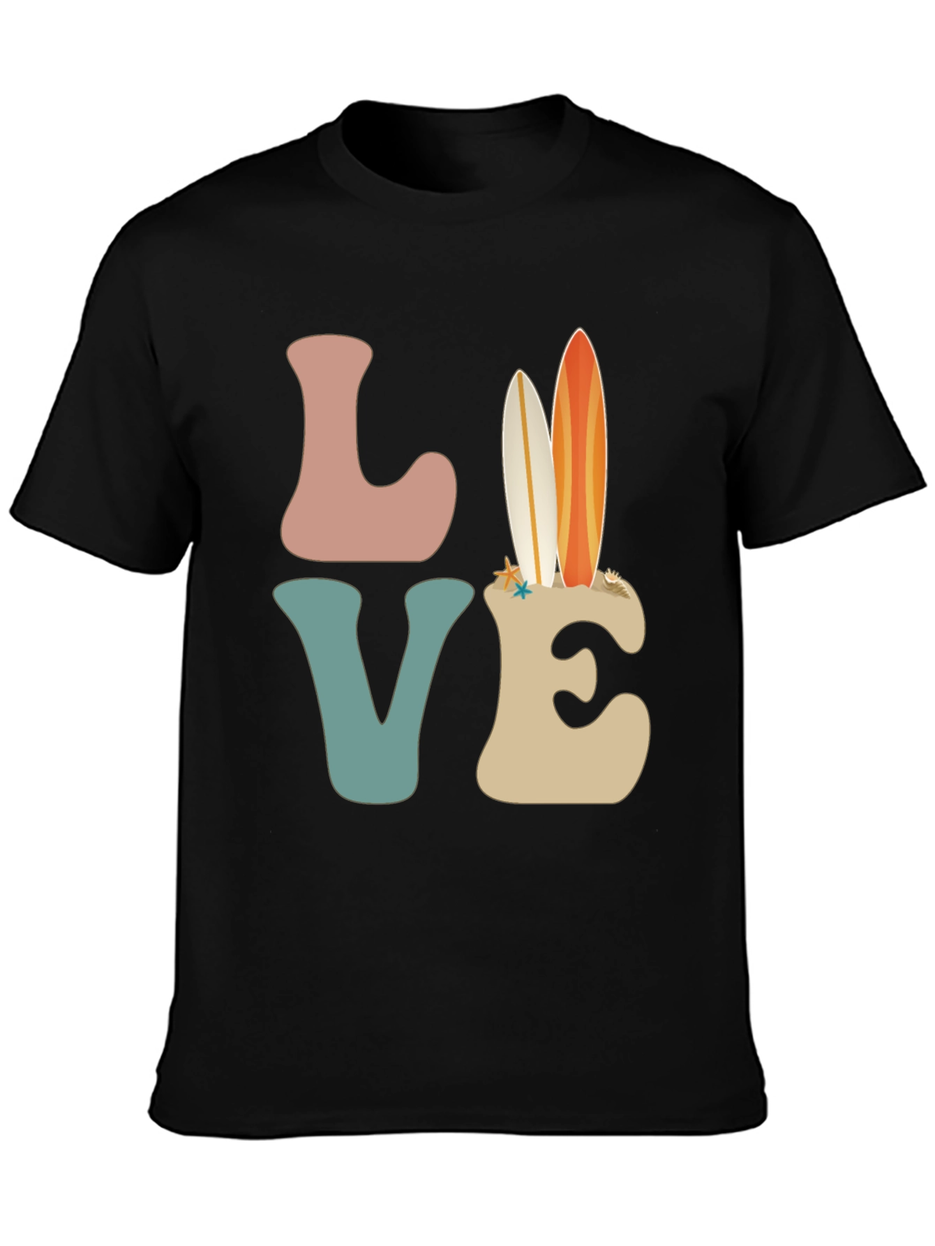 Retro Beach Surfboard Love Graphic T-Shirt