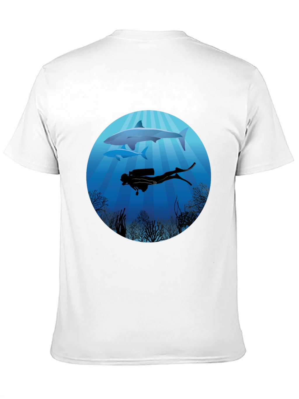 Diver & Shark Graphic Tee - Ocean Adventure Shirt