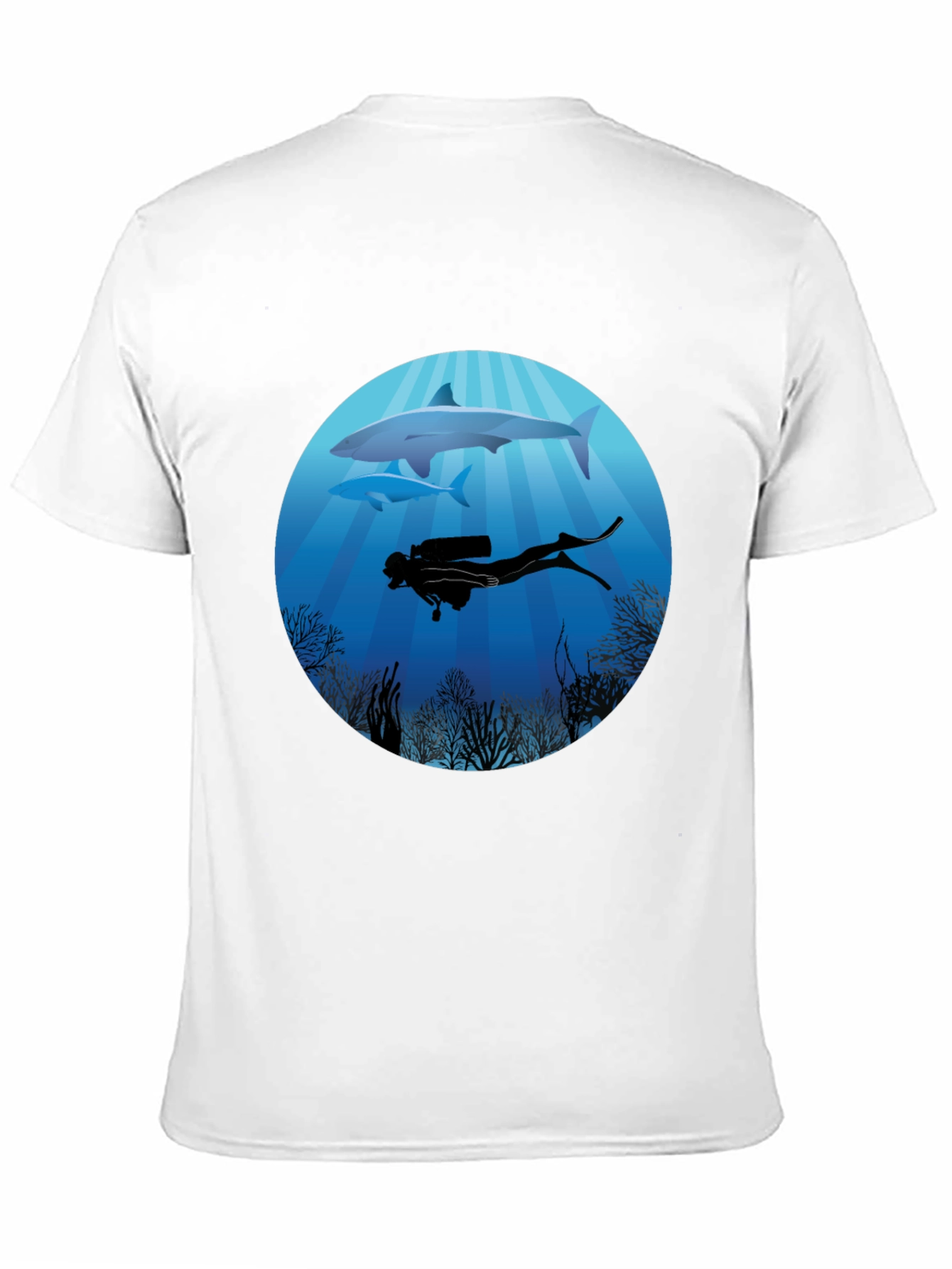 Diver & Shark Graphic Tee - Ocean Adventure Shirt