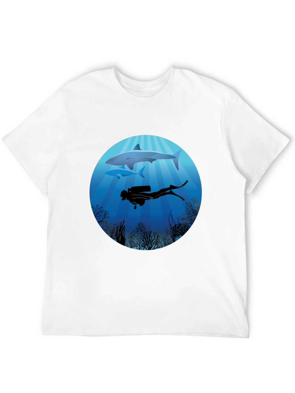 Diver & Shark Graphic Tee - Ocean Adventure Shirt
