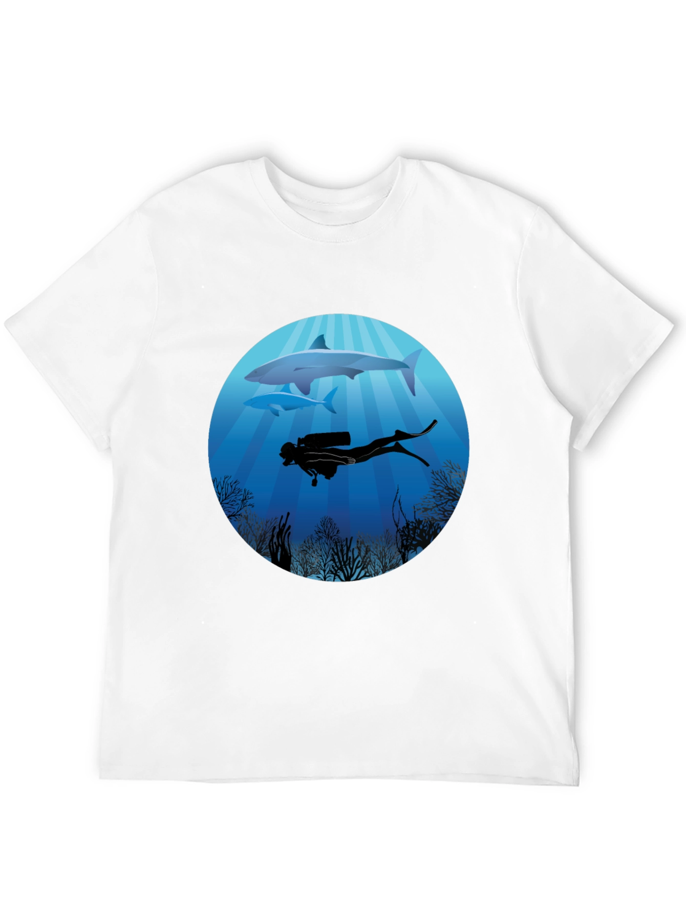 Diver & Shark Graphic Tee - Ocean Adventure Shirt