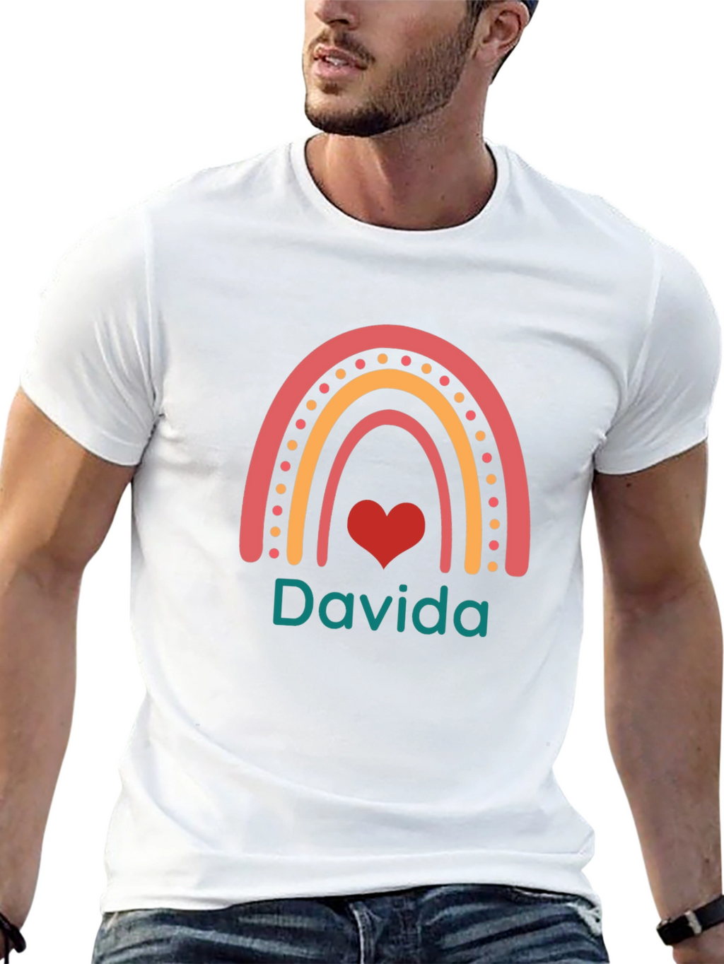 Davida Rainbow Heart Graphic Tee - Black