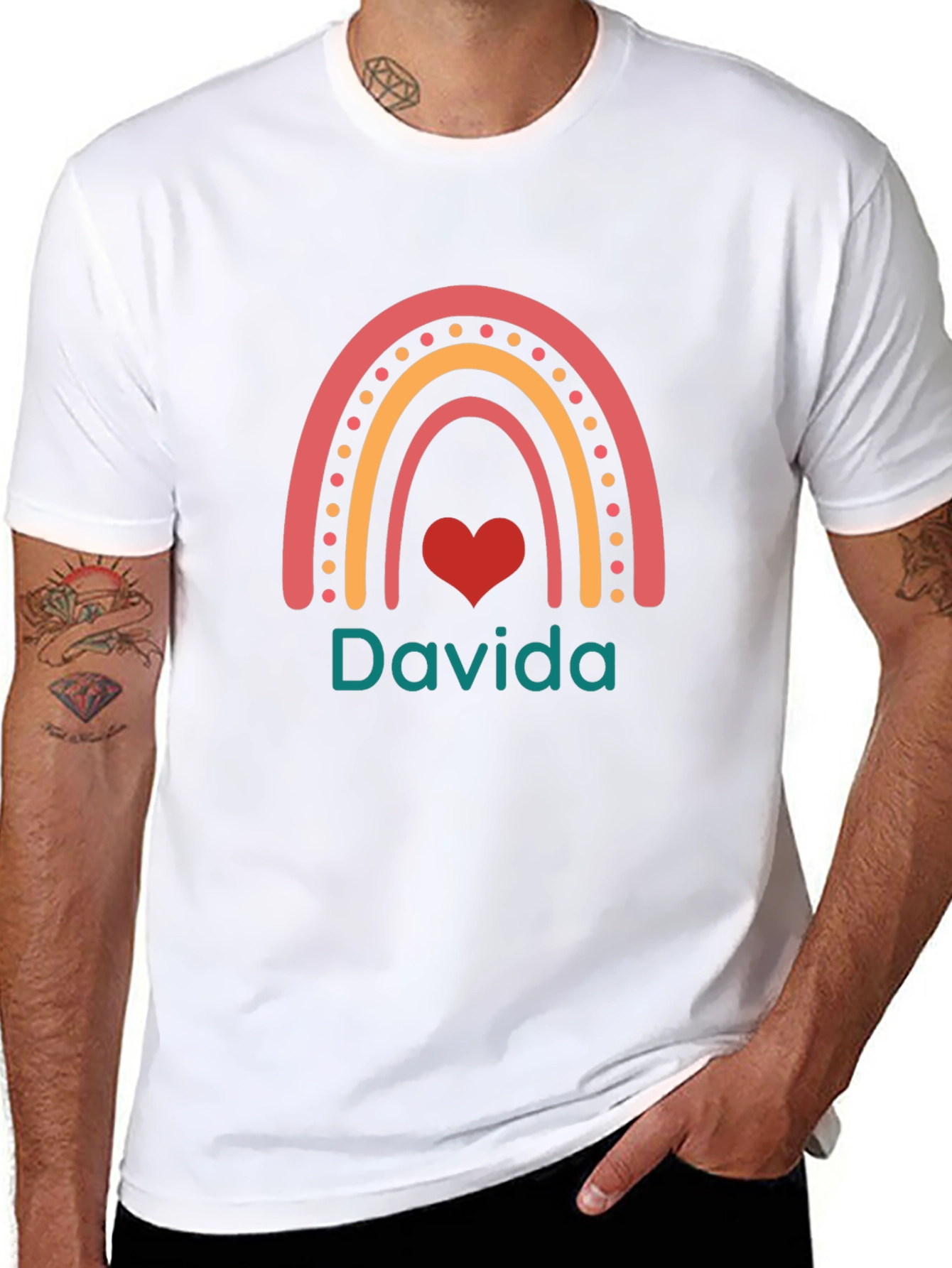 Davida Rainbow Heart Graphic Tee - Black