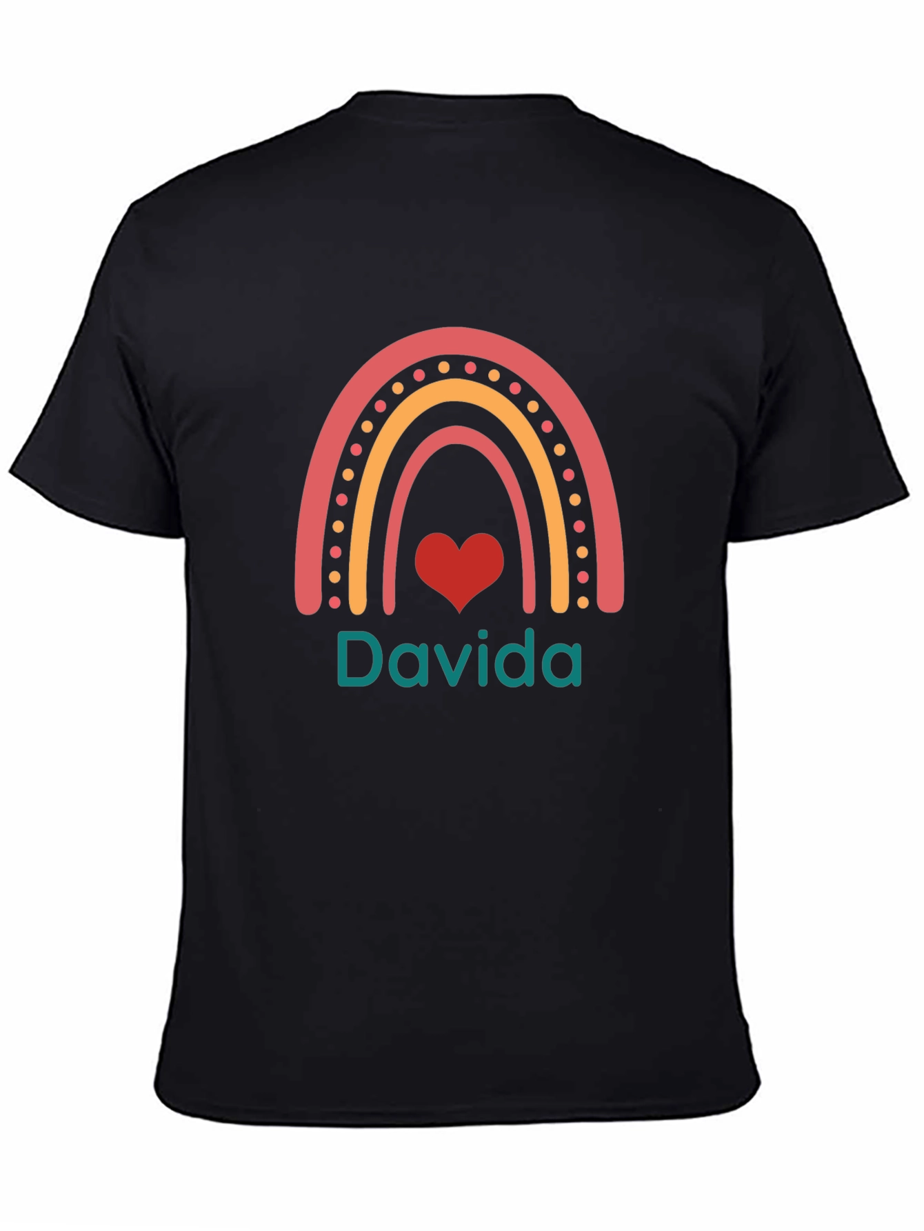 Davida Rainbow Heart Graphic Tee - Black