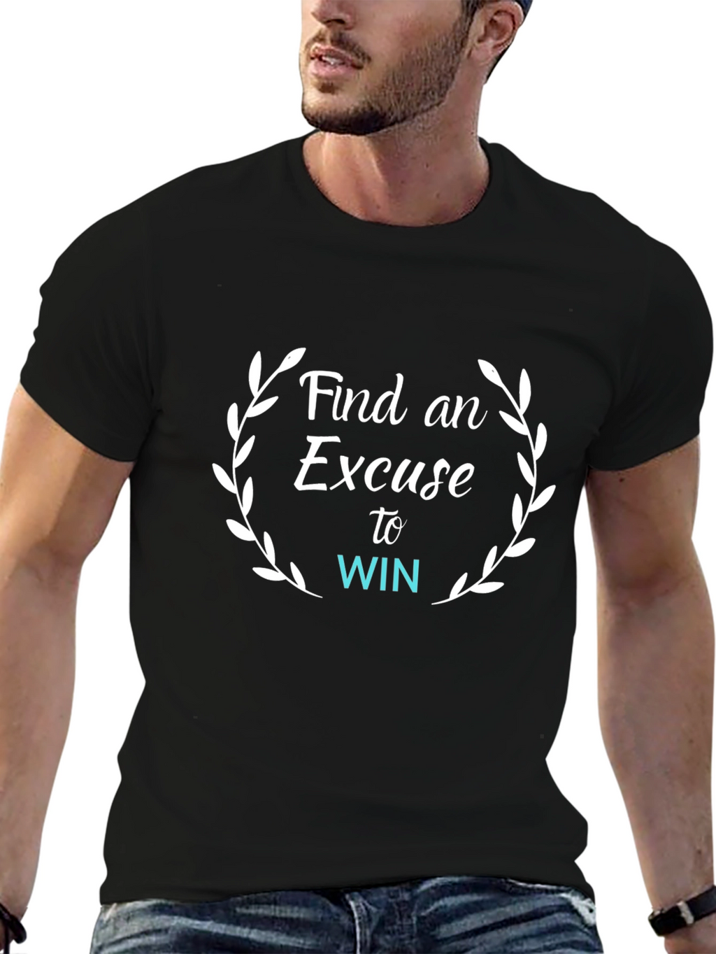 Find an Excuse to Win Graphic Tee - Black