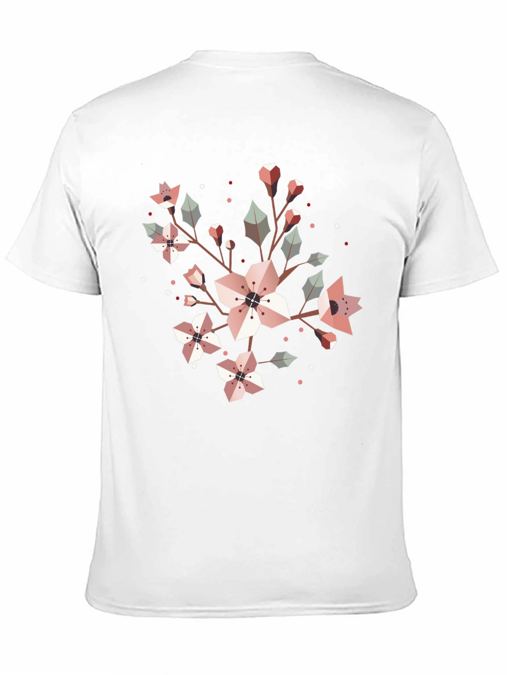 Geometric Floral Graphic Tee - Black Cotton Blend