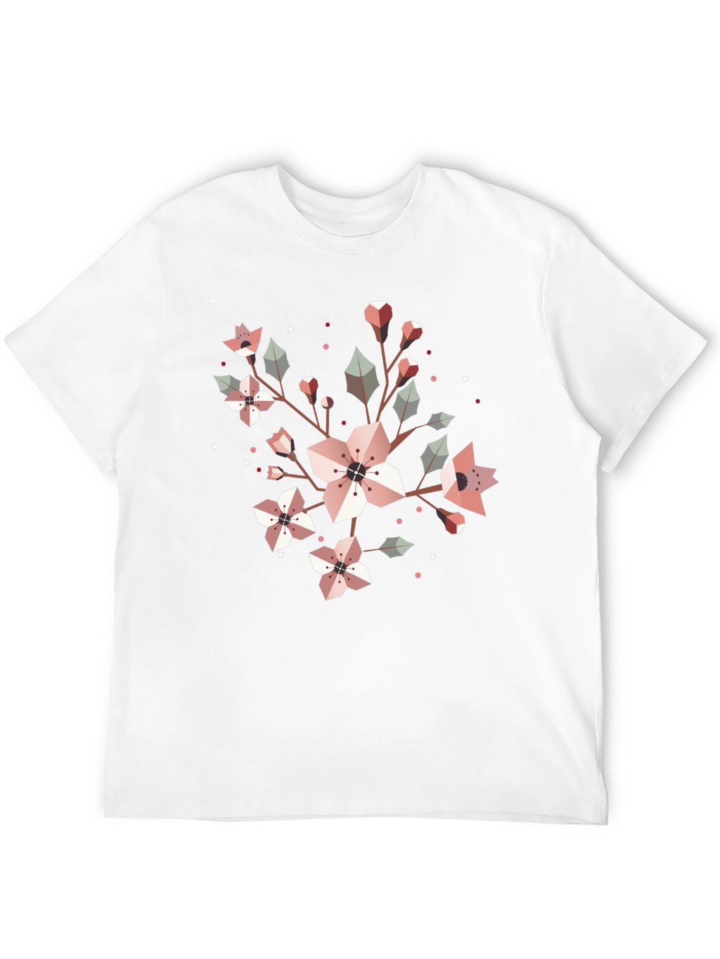 Geometric Floral Graphic Tee - Black Cotton Blend