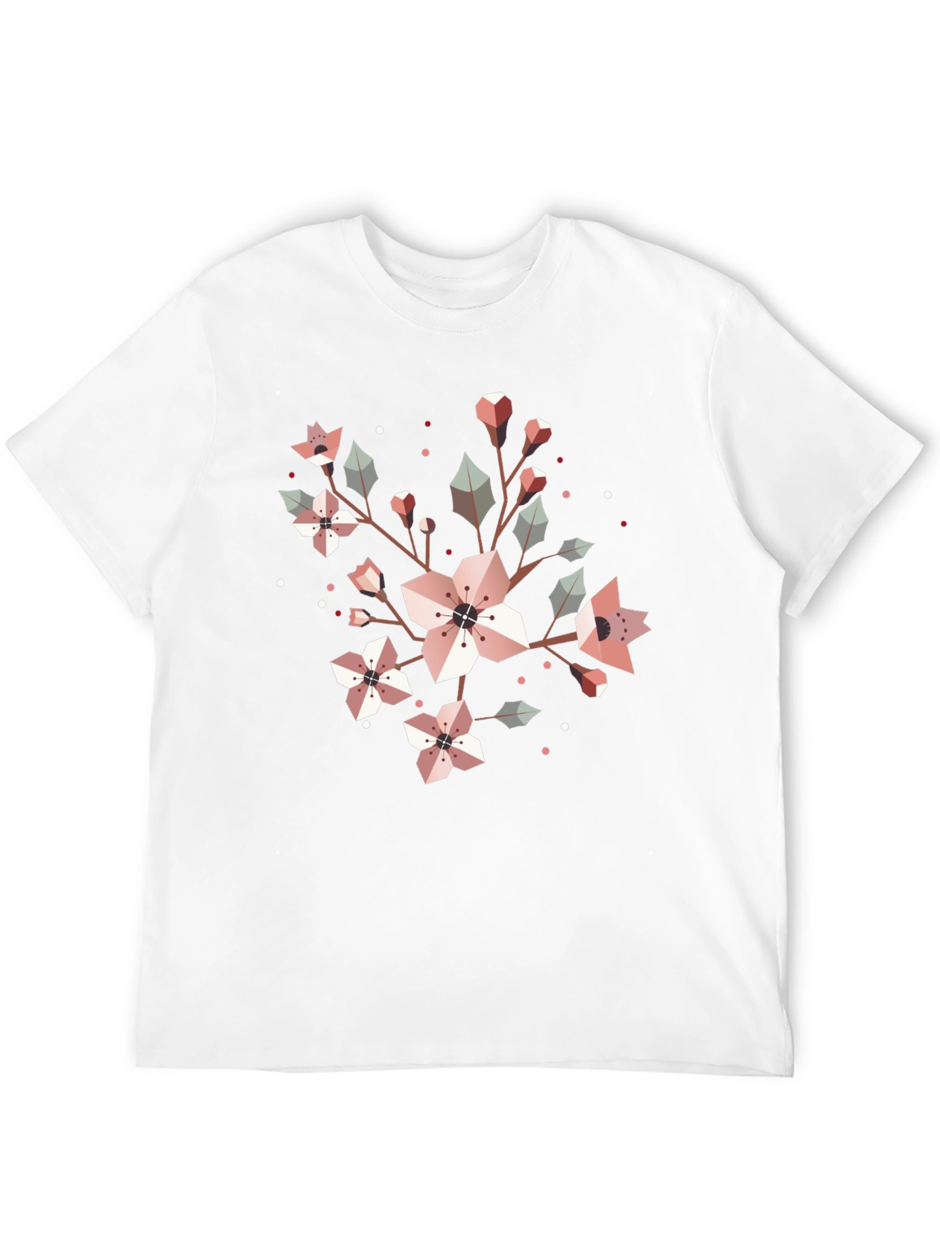Geometric Floral Graphic Tee - Black Cotton Blend