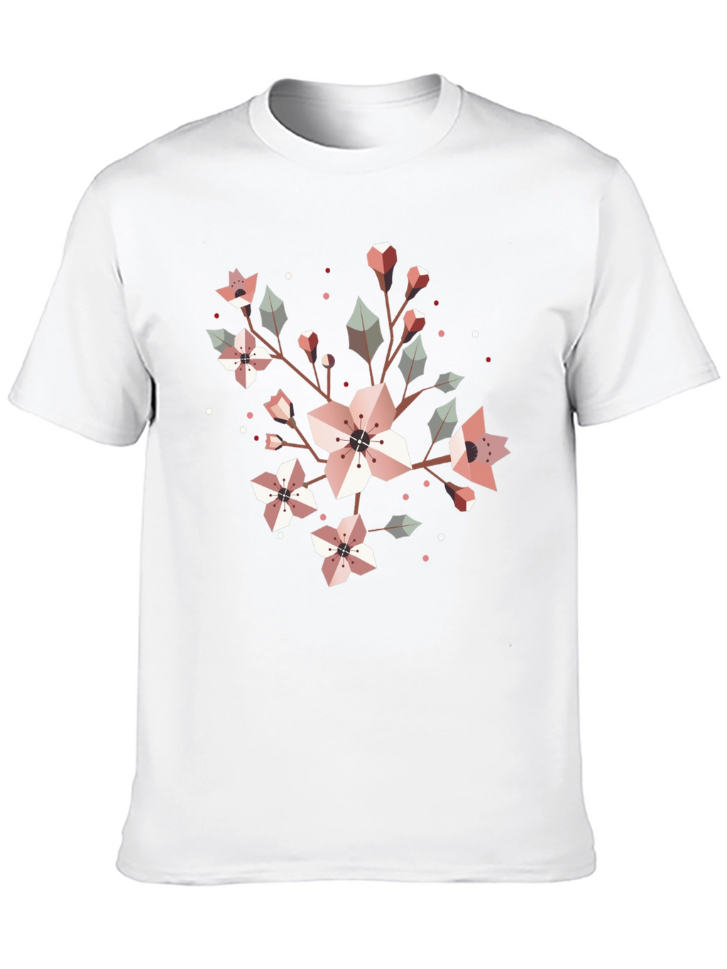 Geometric Floral Graphic Tee - Black Cotton Blend