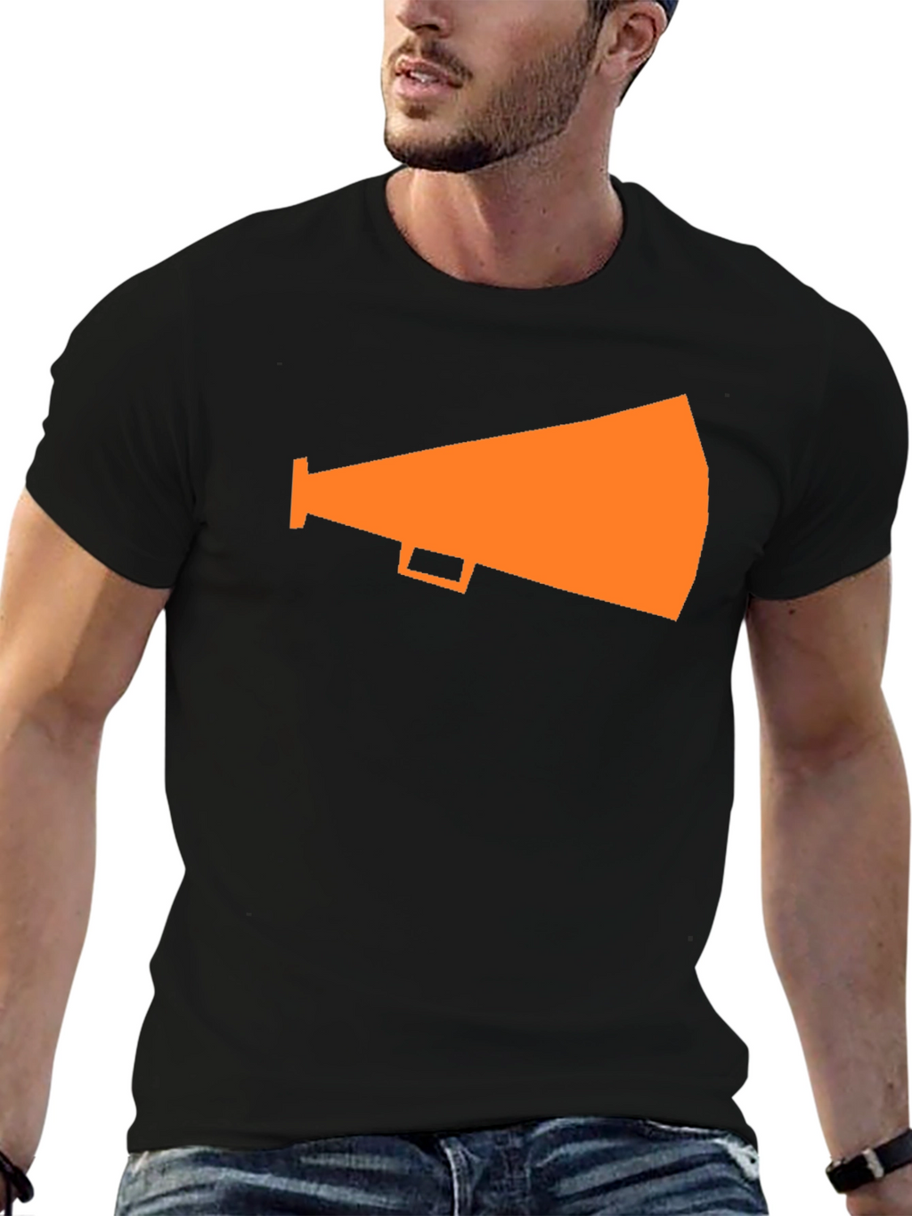 Orange Megaphone Graphic Tee - Black