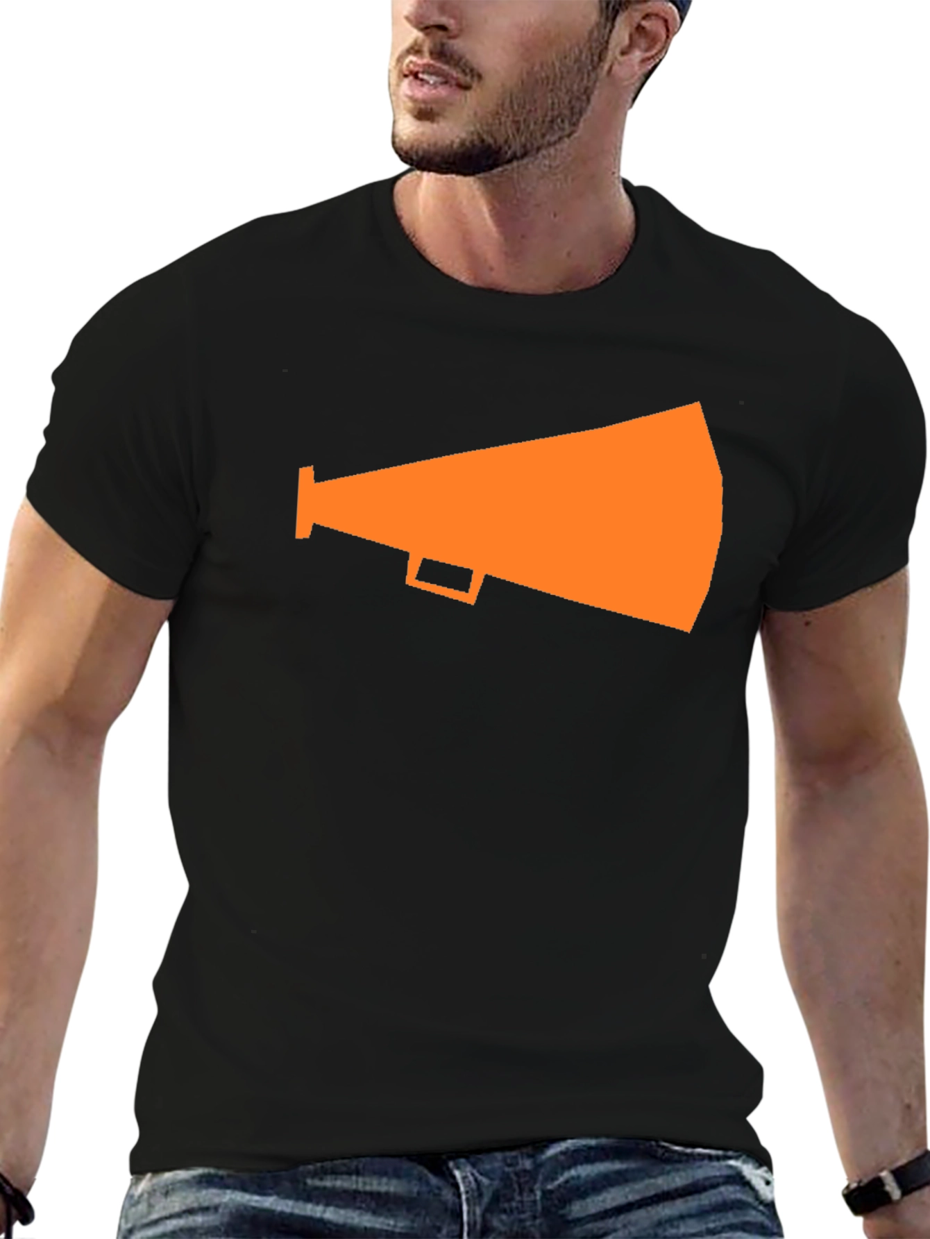 Orange Megaphone Graphic Tee - Black