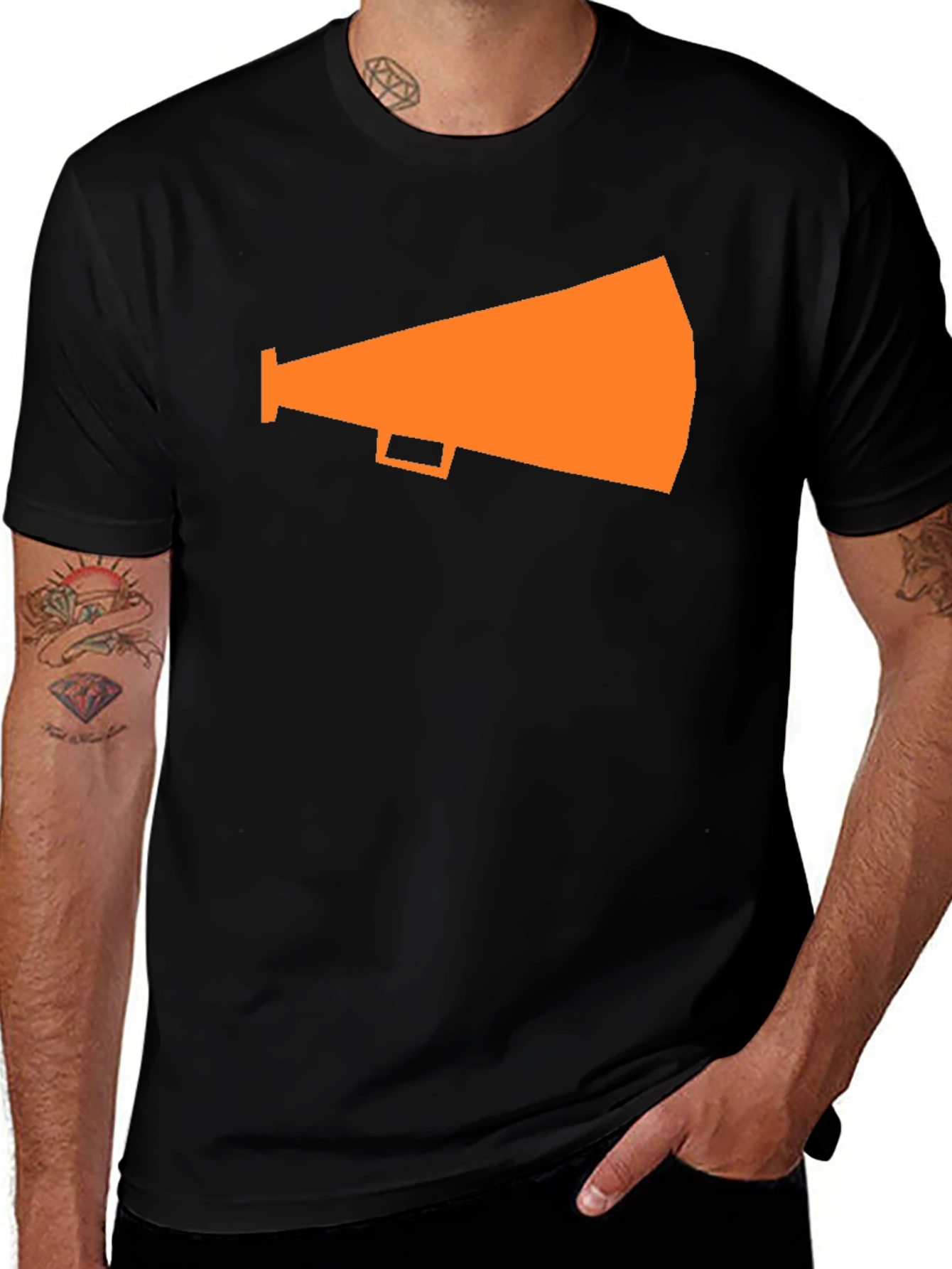 Orange Megaphone Graphic Tee - Black