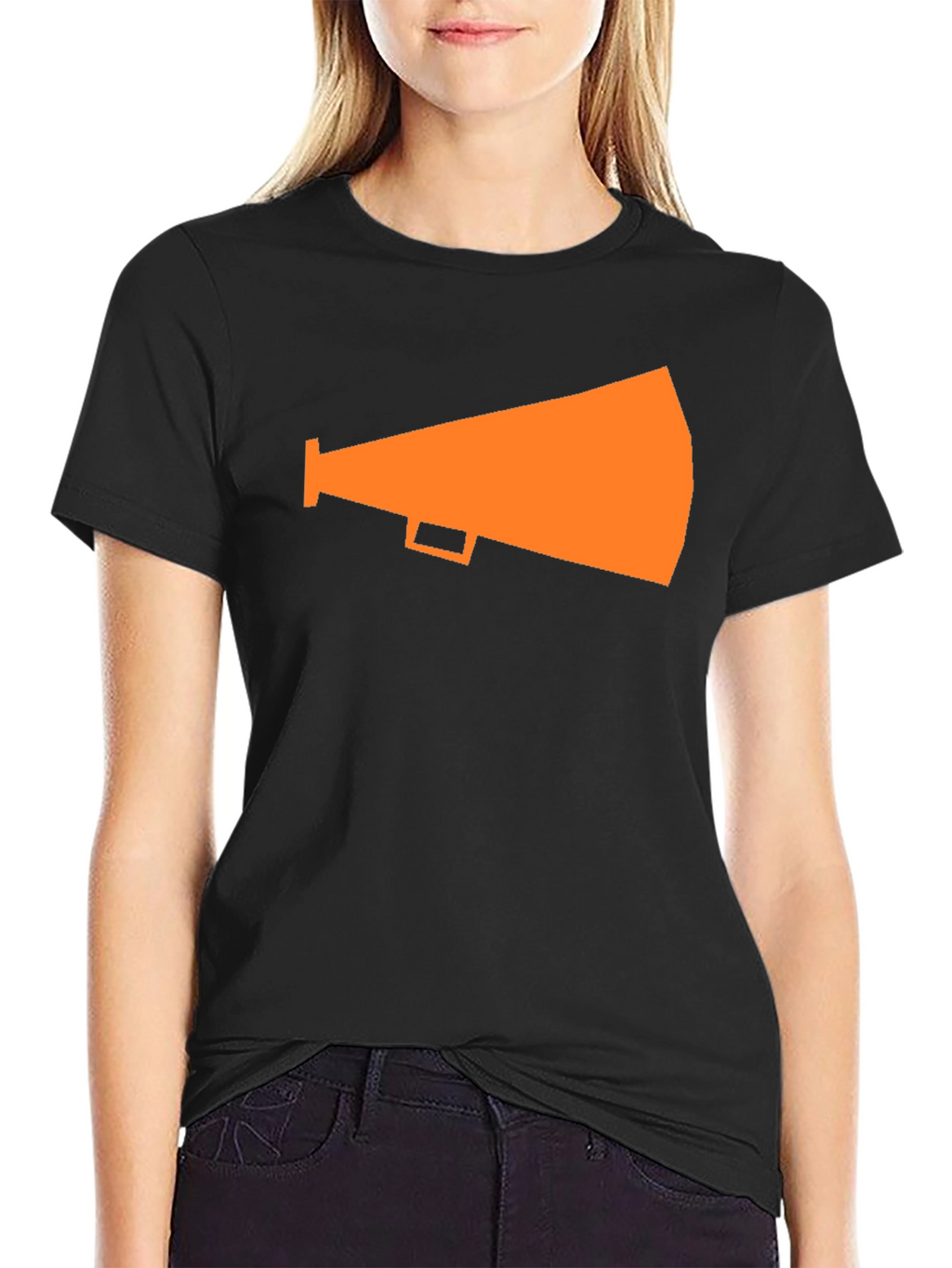 Orange Megaphone Graphic Tee - Black
