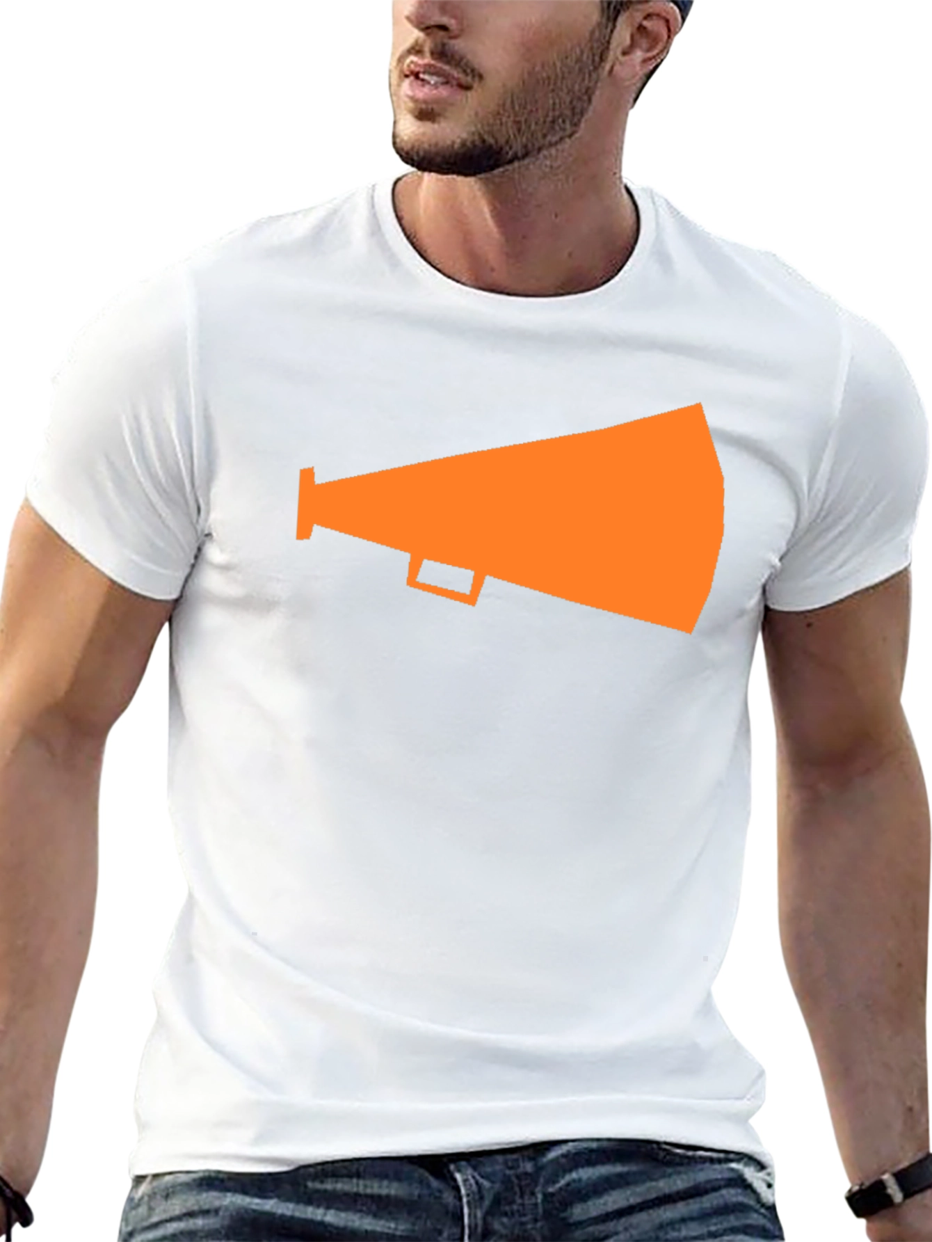Orange Megaphone Graphic Tee - Black