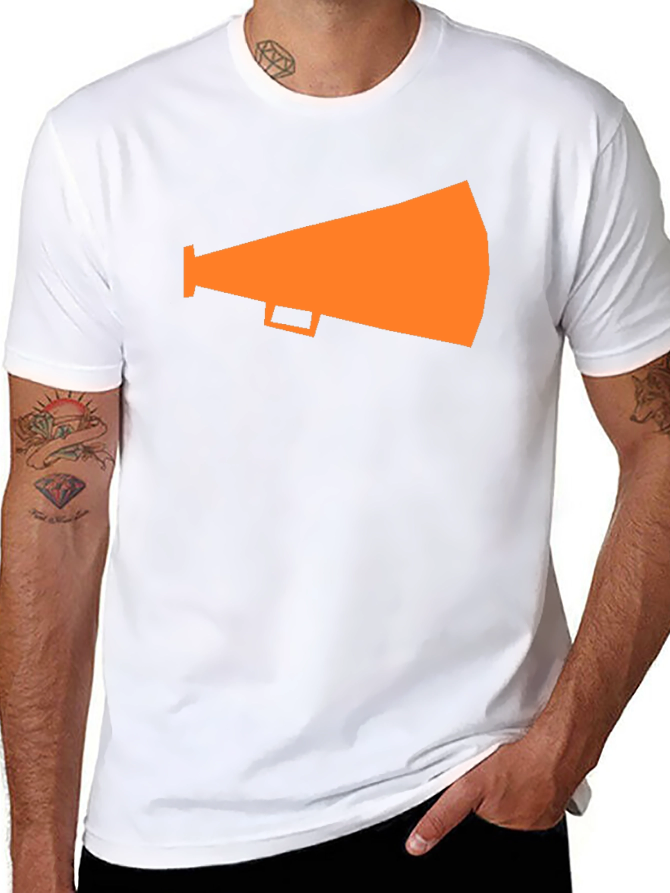 Orange Megaphone Graphic Tee - Black
