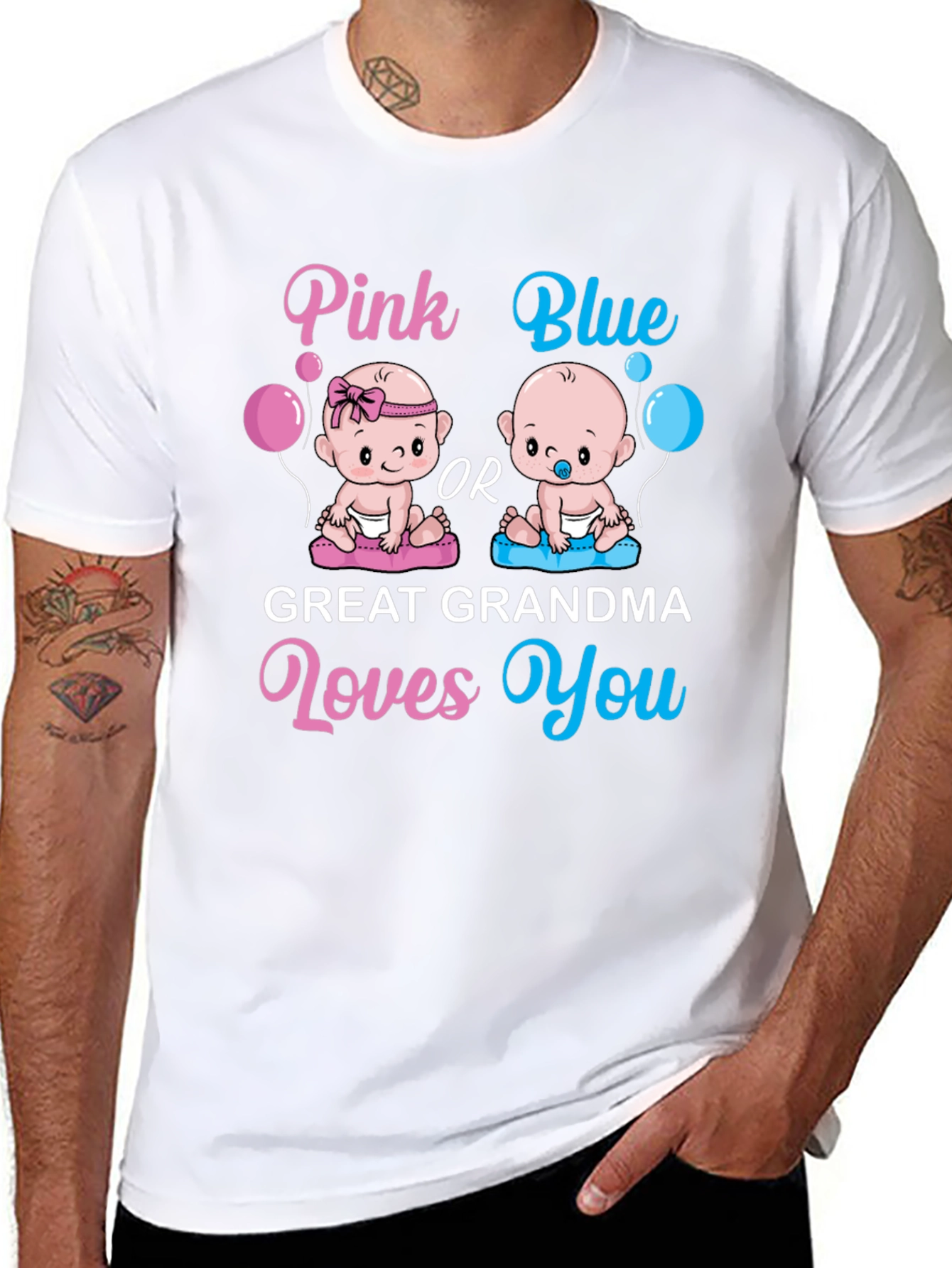 Pink or Blue Great Grandma Loves You T-Shirt
