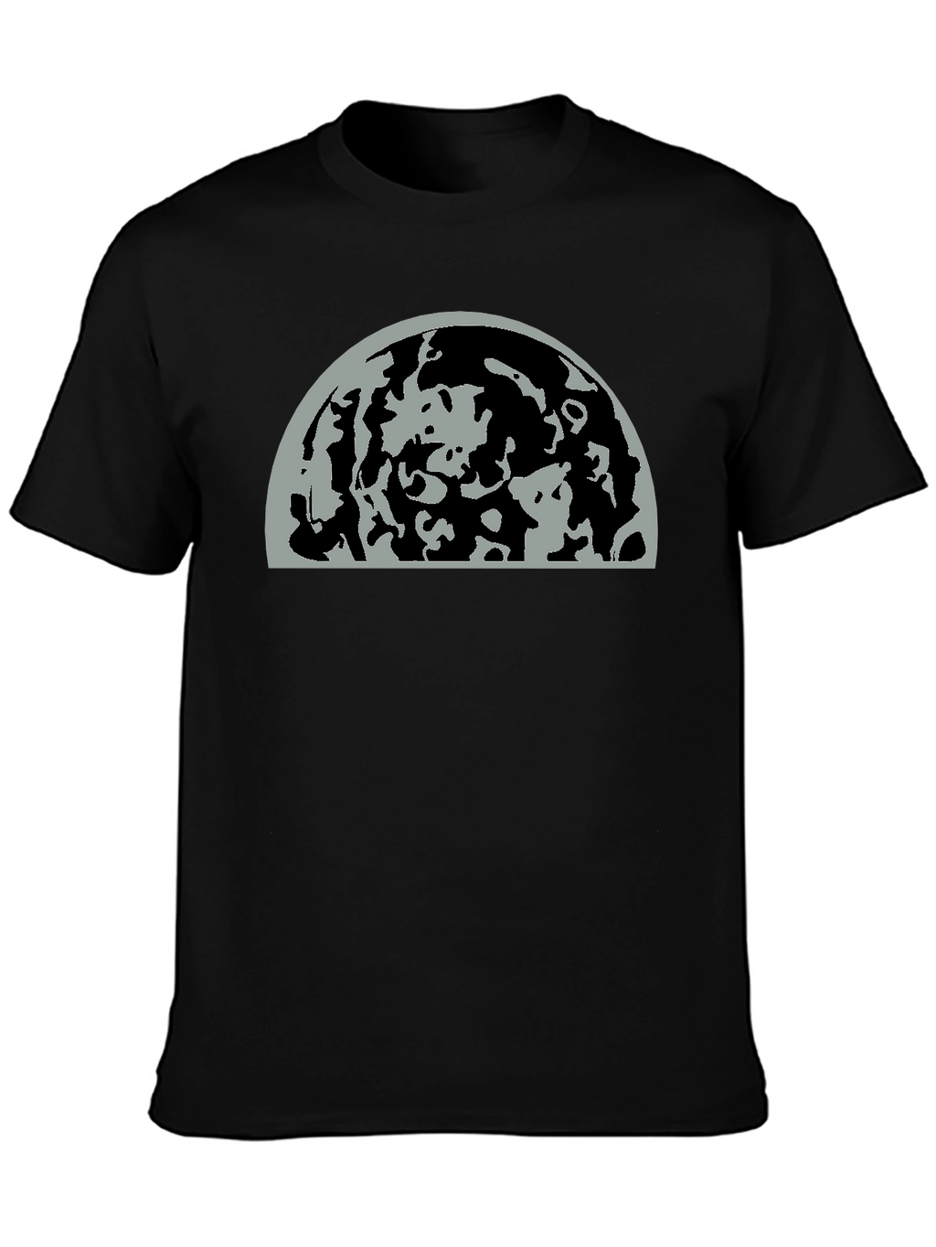 Abstract Moon Graphic Print Black T-Shirt