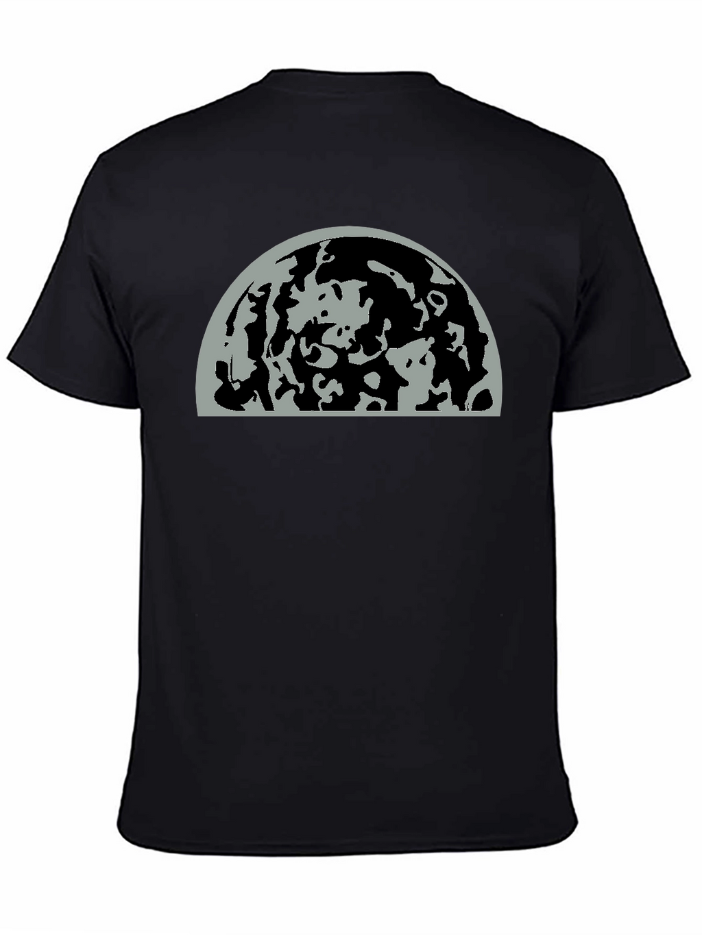 Abstract Moon Graphic Print Black T-Shirt