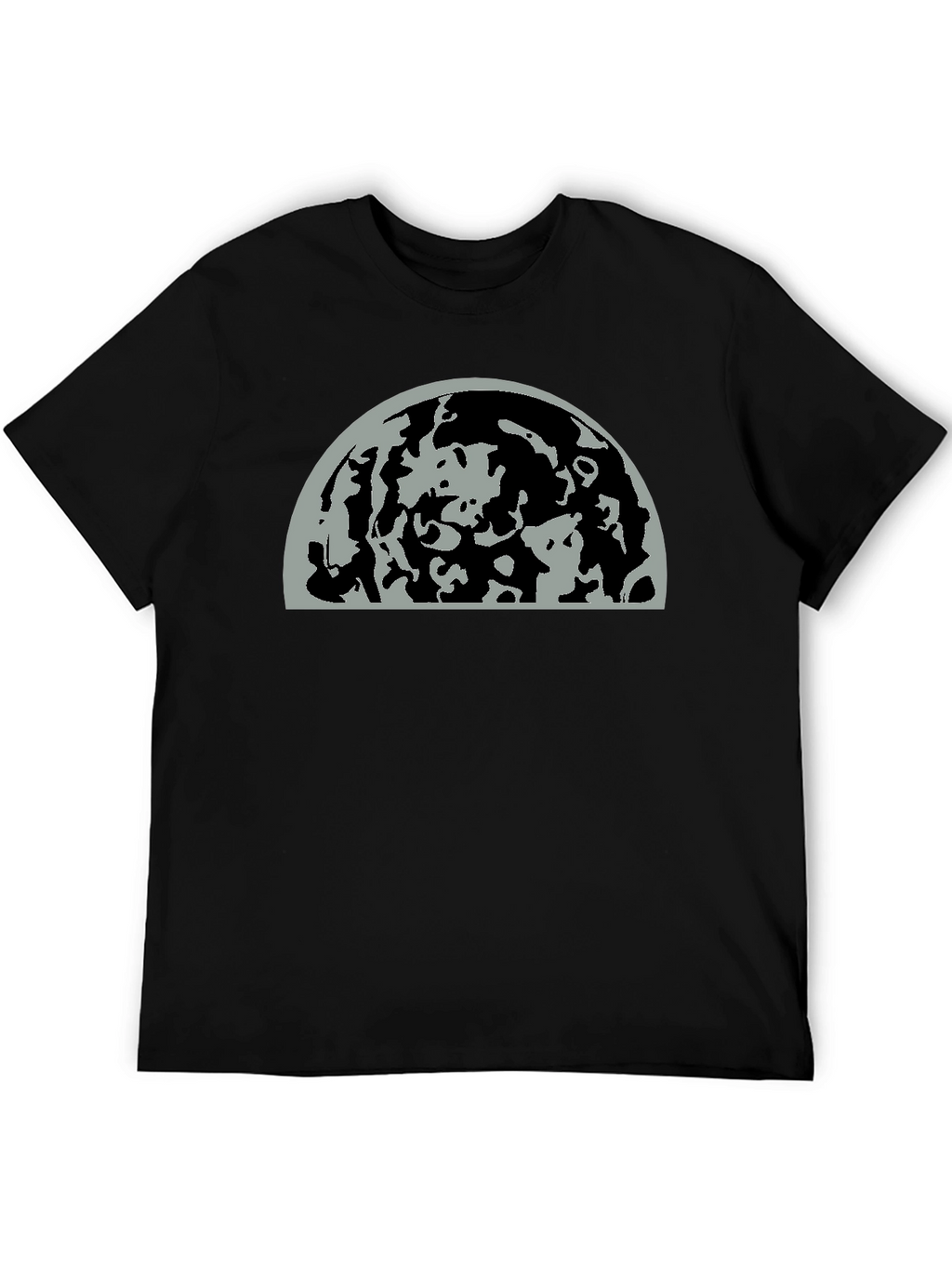 Abstract Moon Graphic Print Black T-Shirt