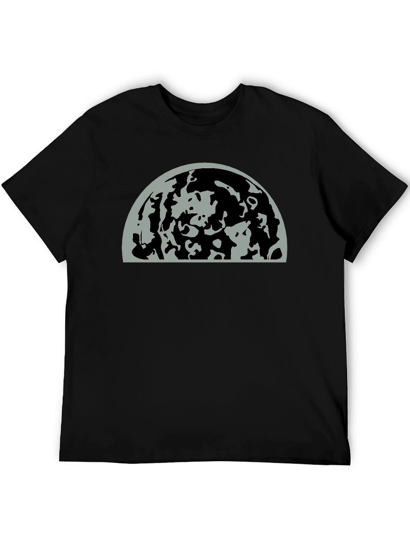Abstract Moon Graphic Print Black T-Shirt