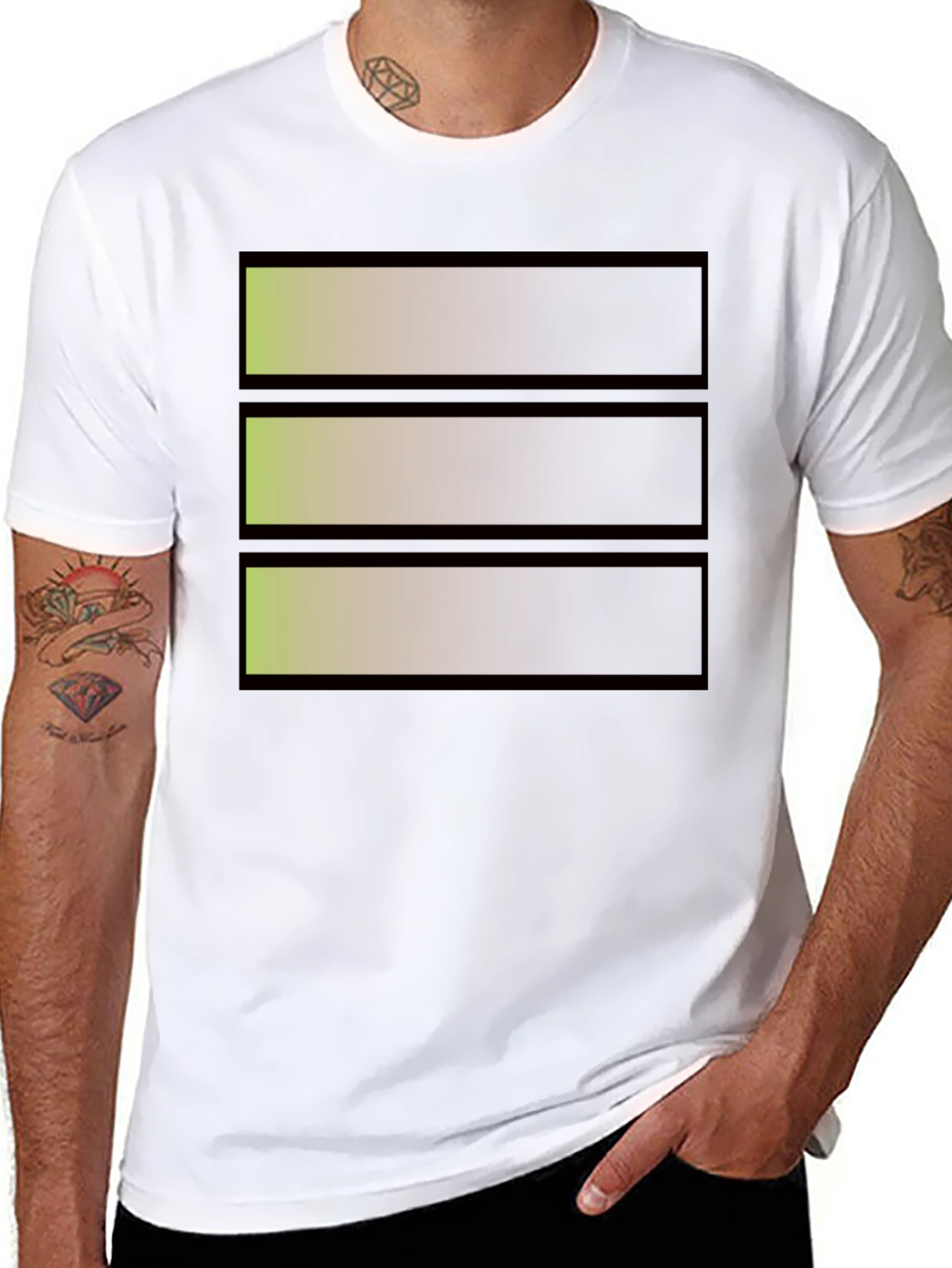 Abstract Gradient Stripe Graphic Tee - Modern Black T-Shirt