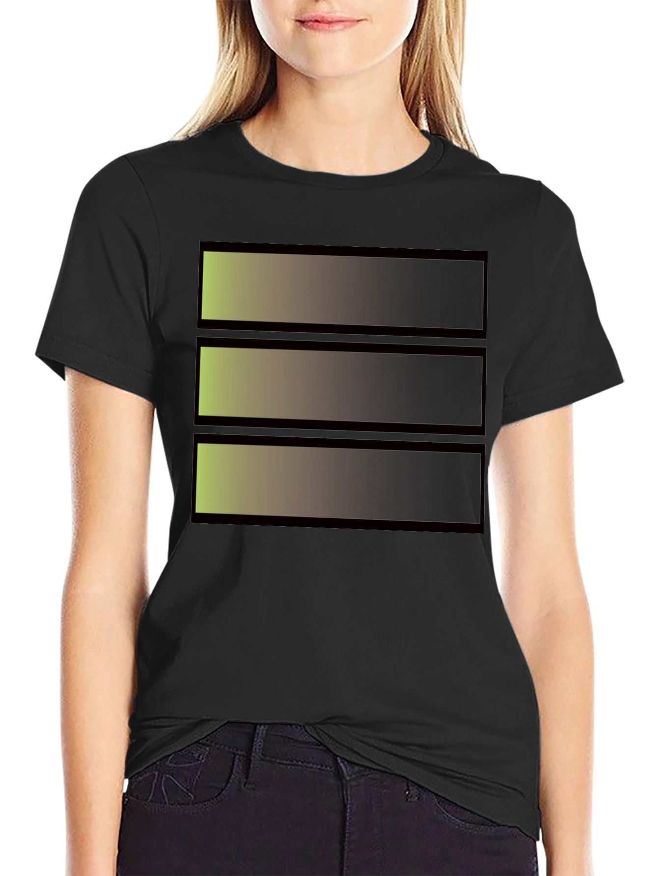 Abstract Gradient Stripe Graphic Tee - Modern Black T-Shirt