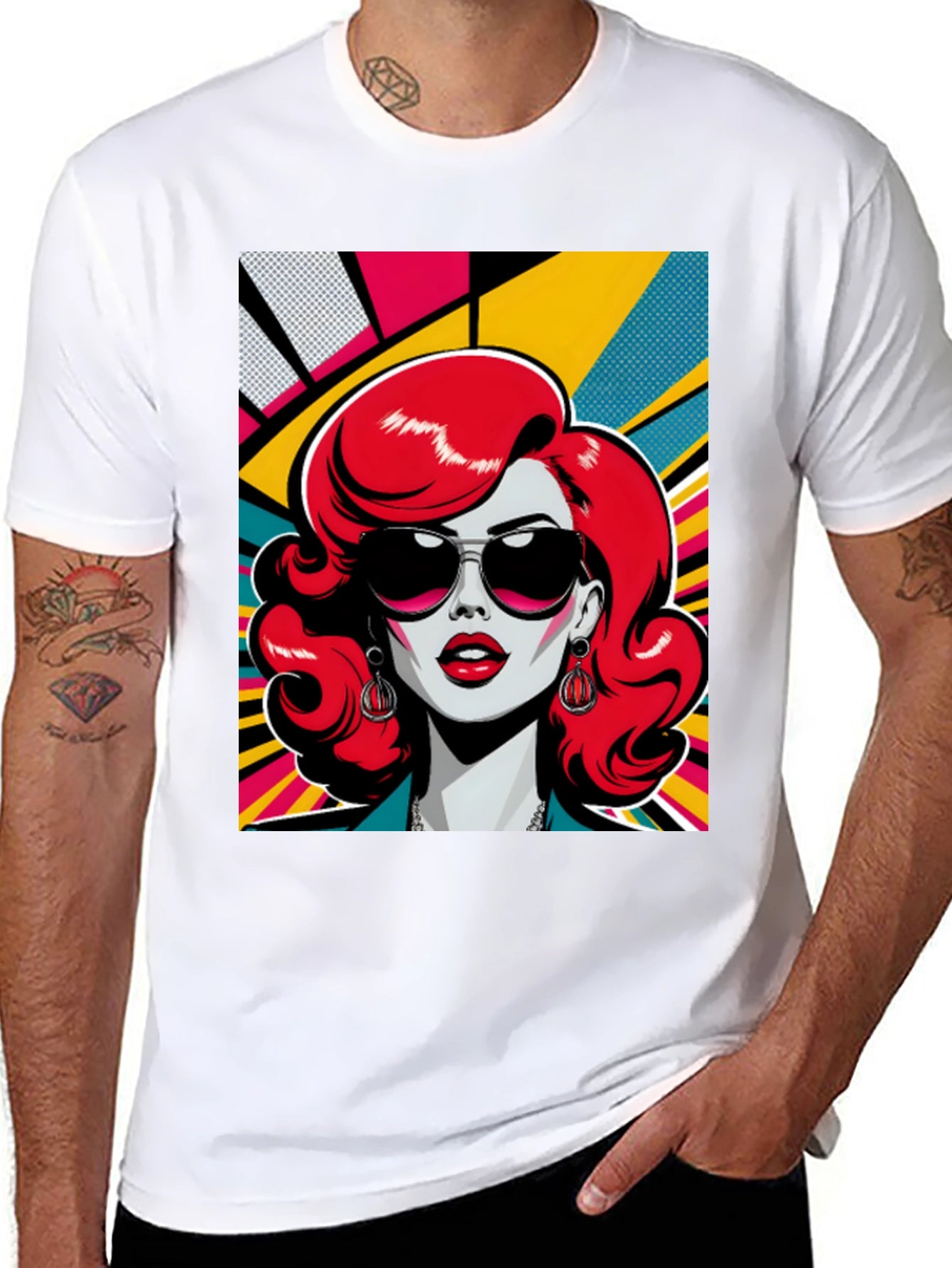 Retro Redhead Graphic Tee - Pop Art Style