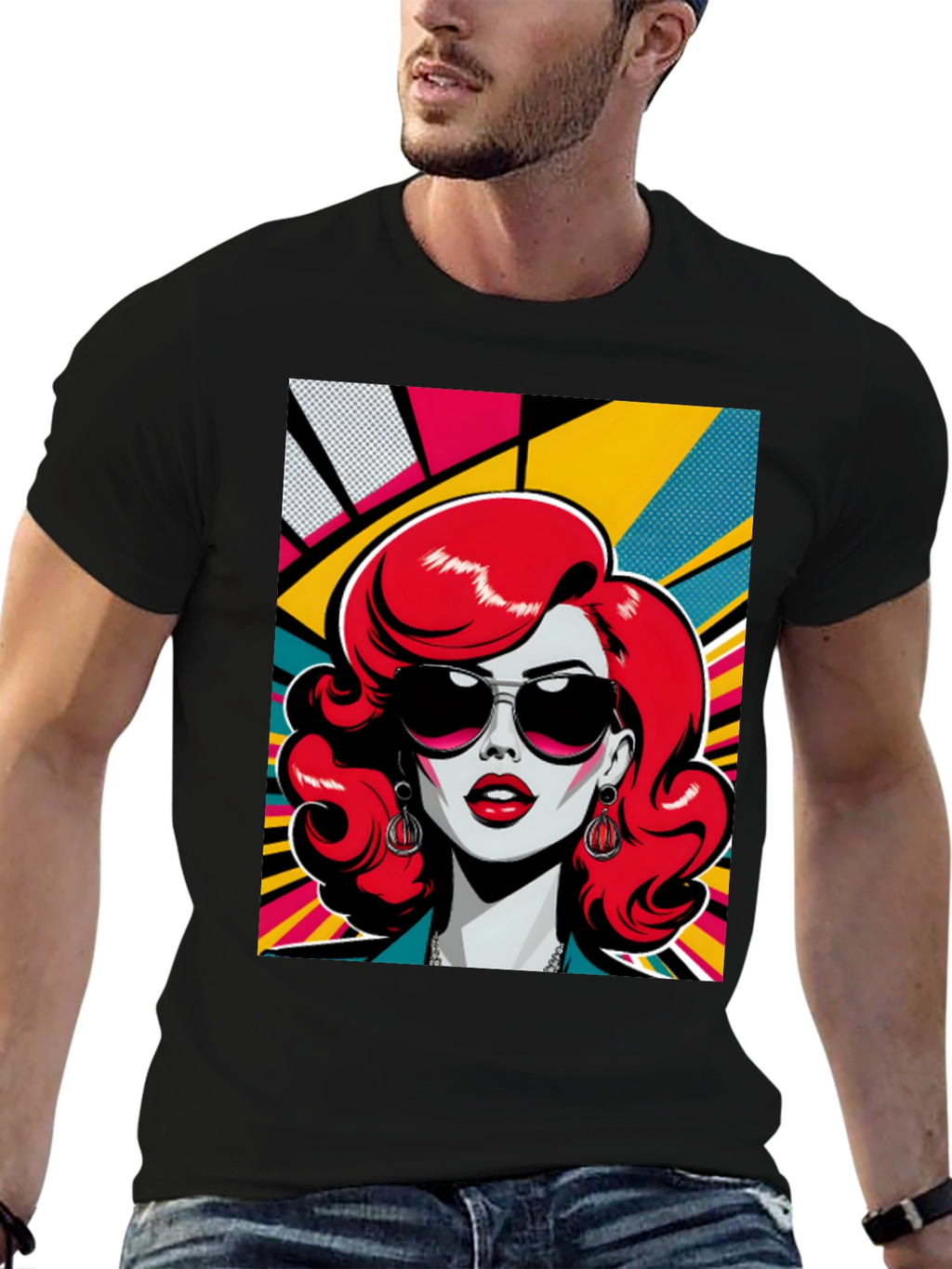 Retro Redhead Graphic Tee - Pop Art Style