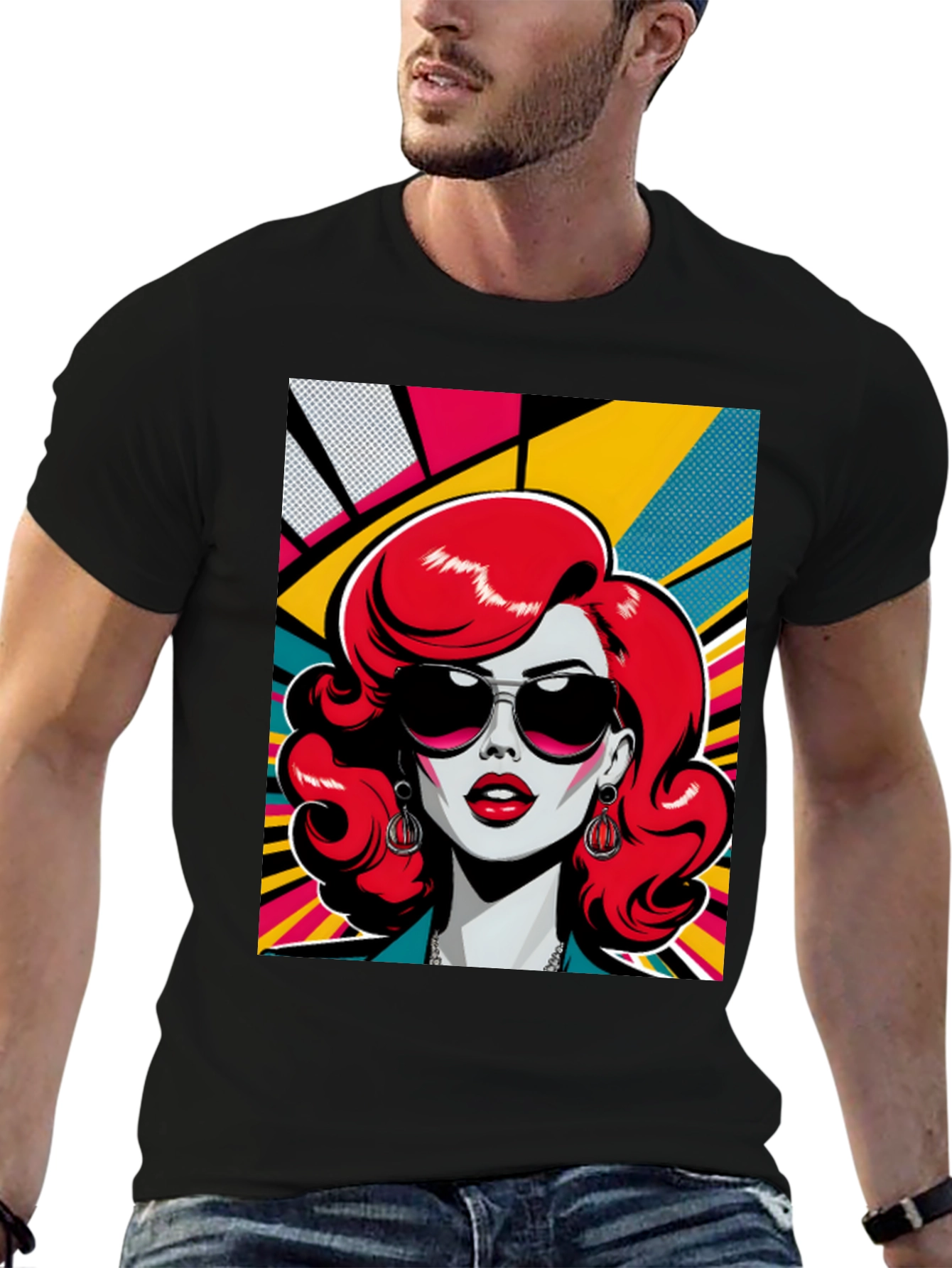 Retro Redhead Graphic Tee - Pop Art Style