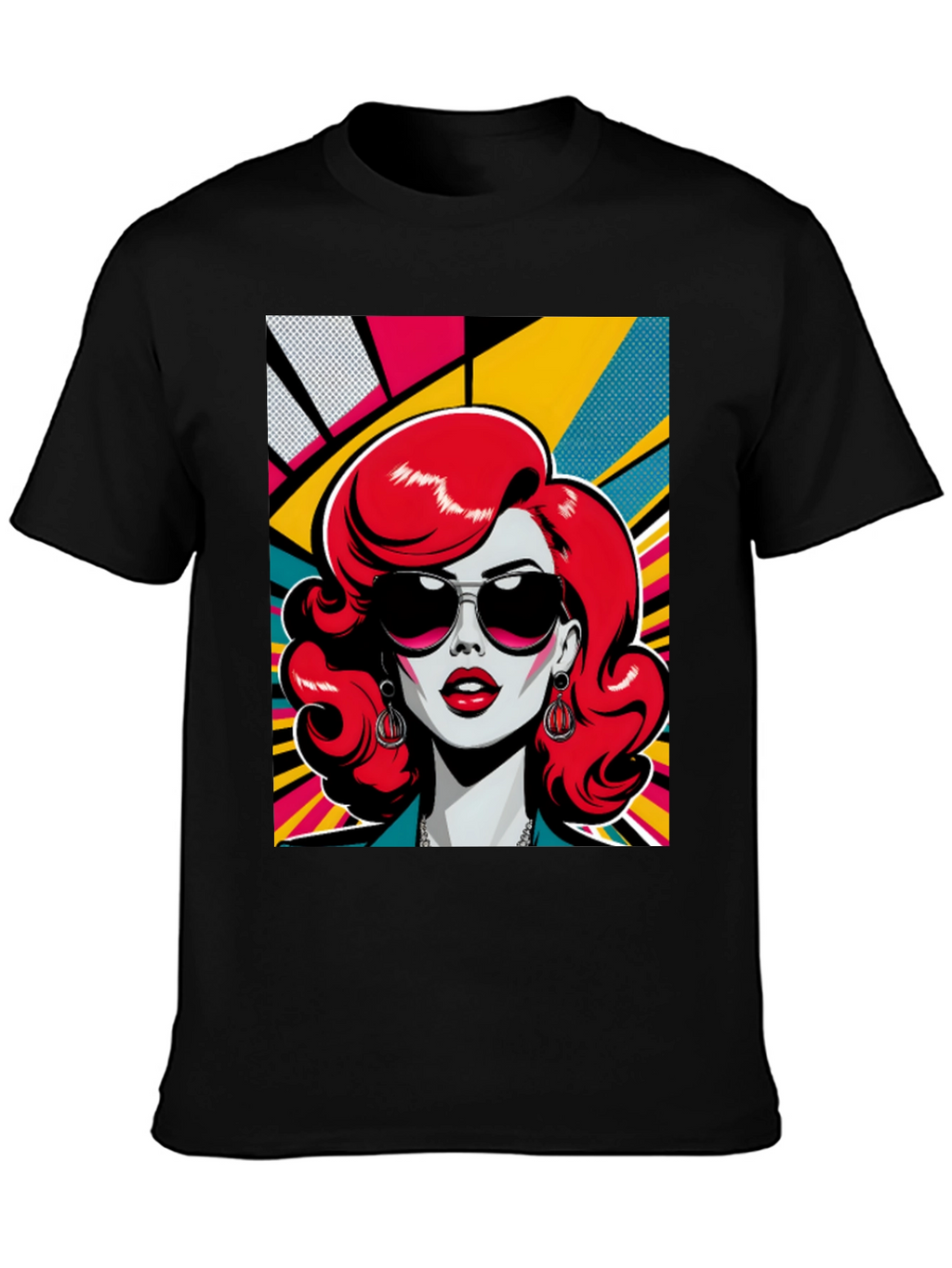 Retro Redhead Graphic Tee - Pop Art Style
