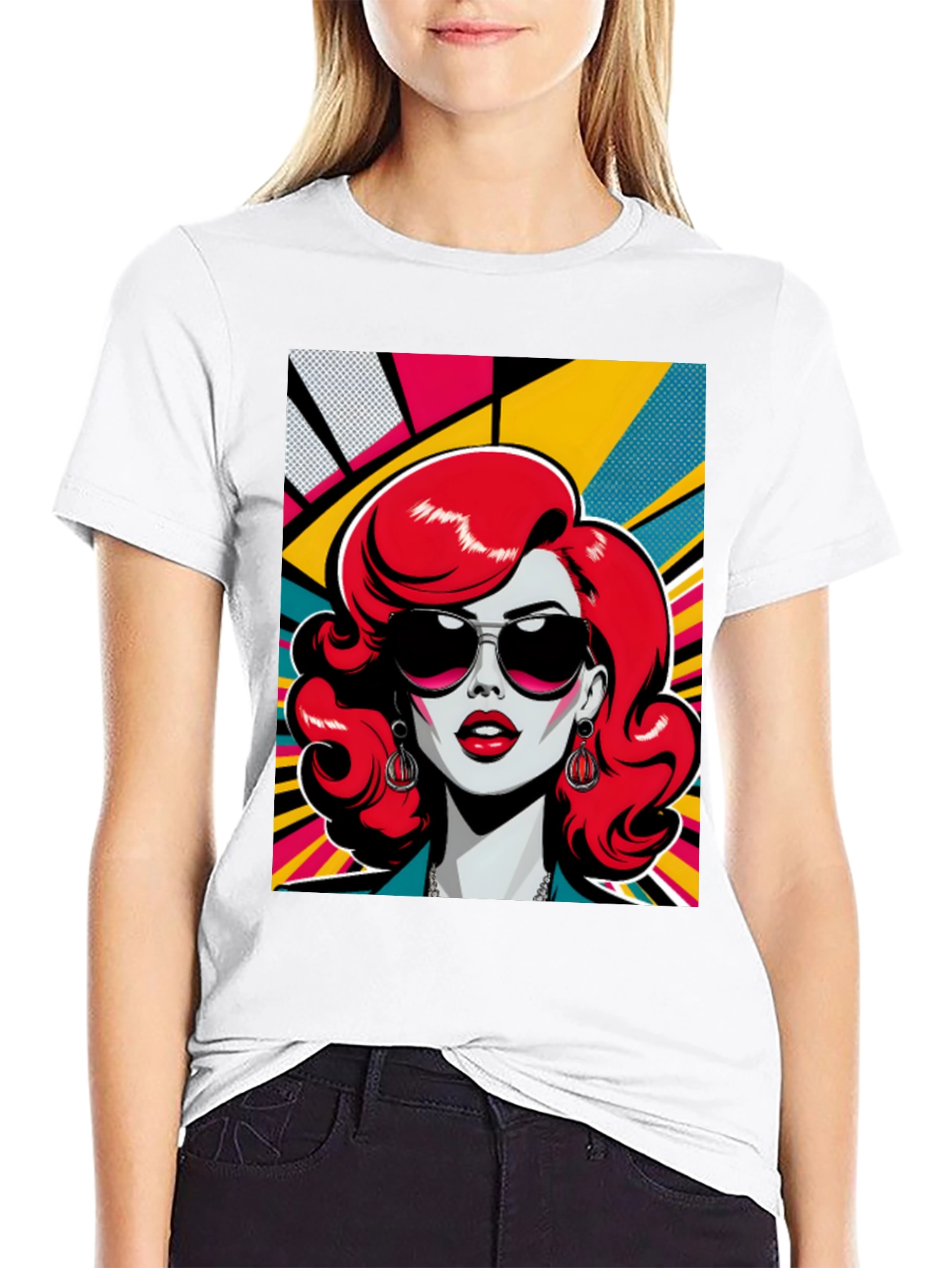 Retro Redhead Graphic Tee - Pop Art Style