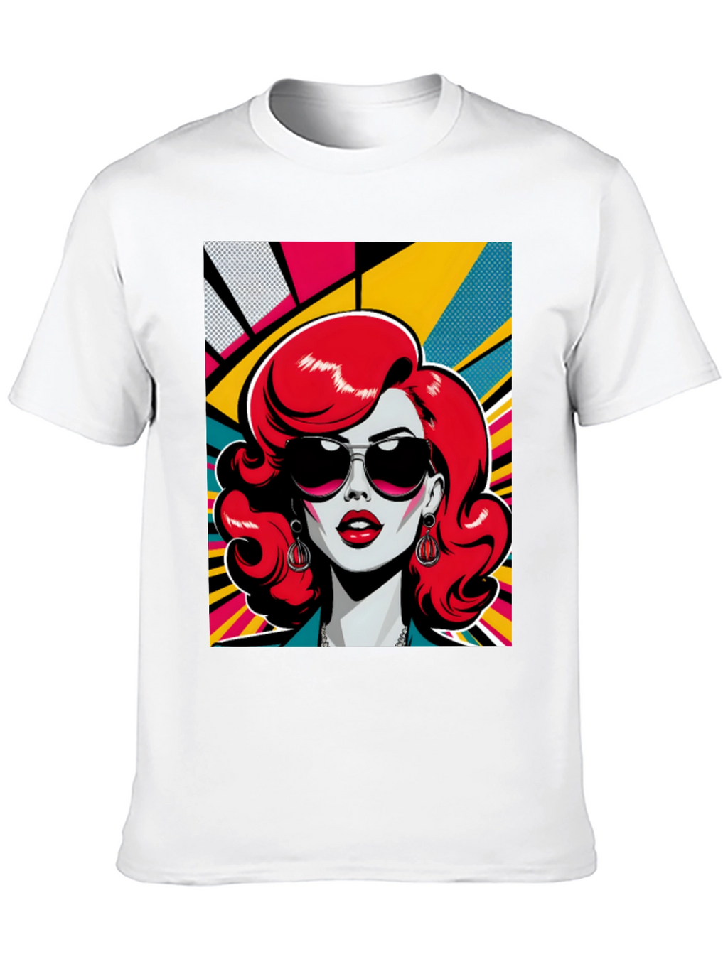 Retro Redhead Graphic Tee - Pop Art Style