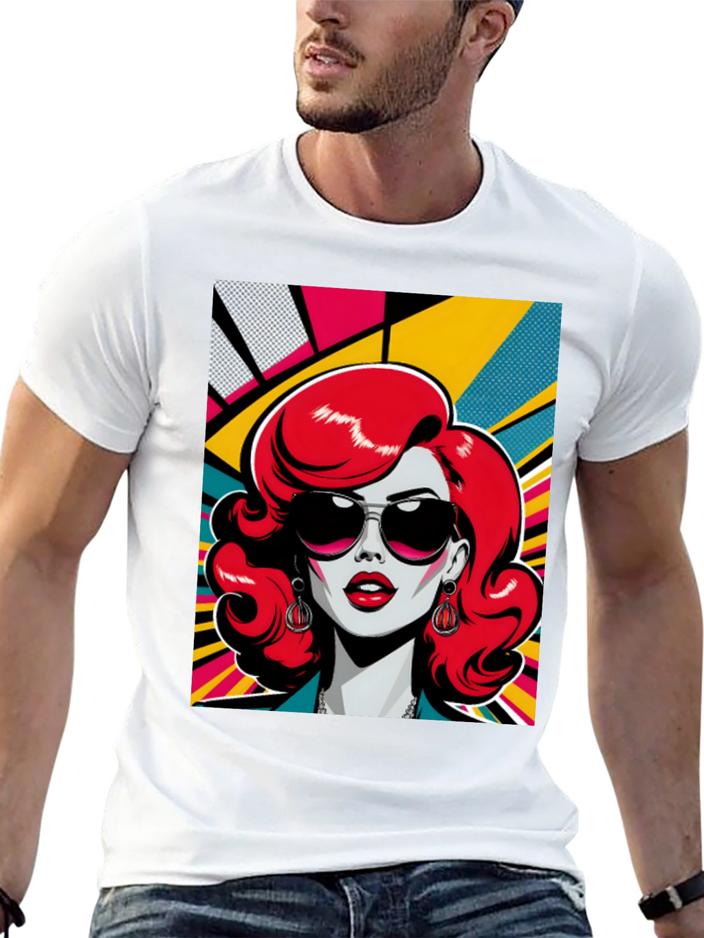 Retro Redhead Graphic Tee - Pop Art Style