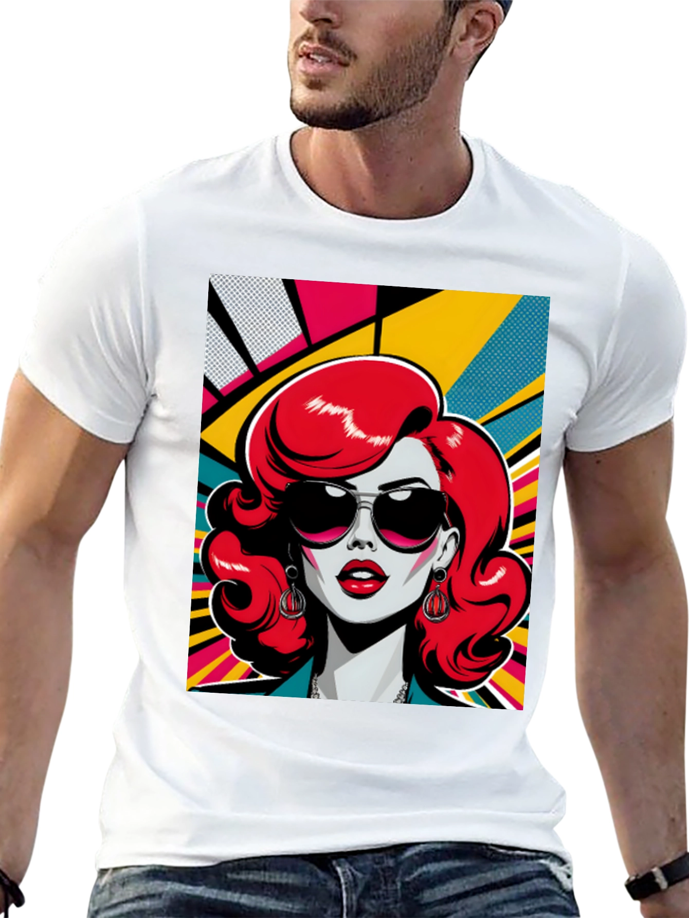 Retro Redhead Graphic Tee - Pop Art Style