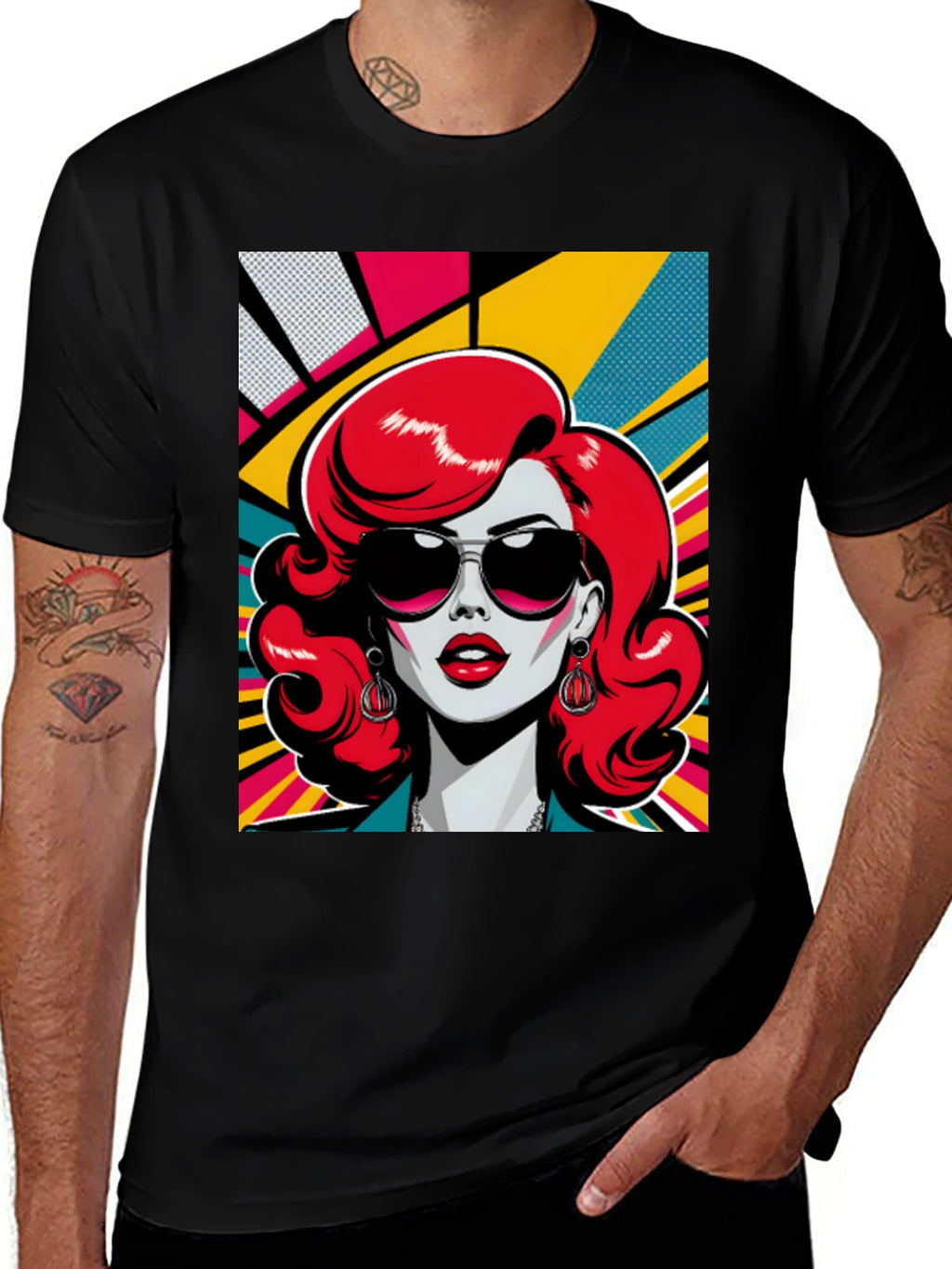 Retro Redhead Graphic Tee - Pop Art Style