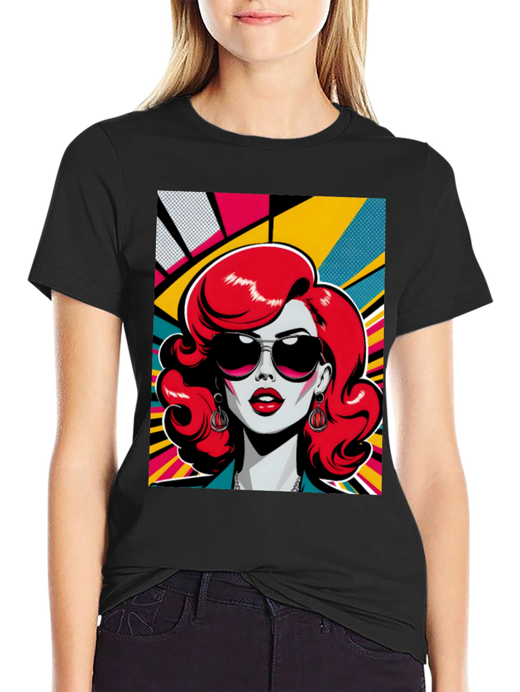 Retro Redhead Graphic Tee - Pop Art Style