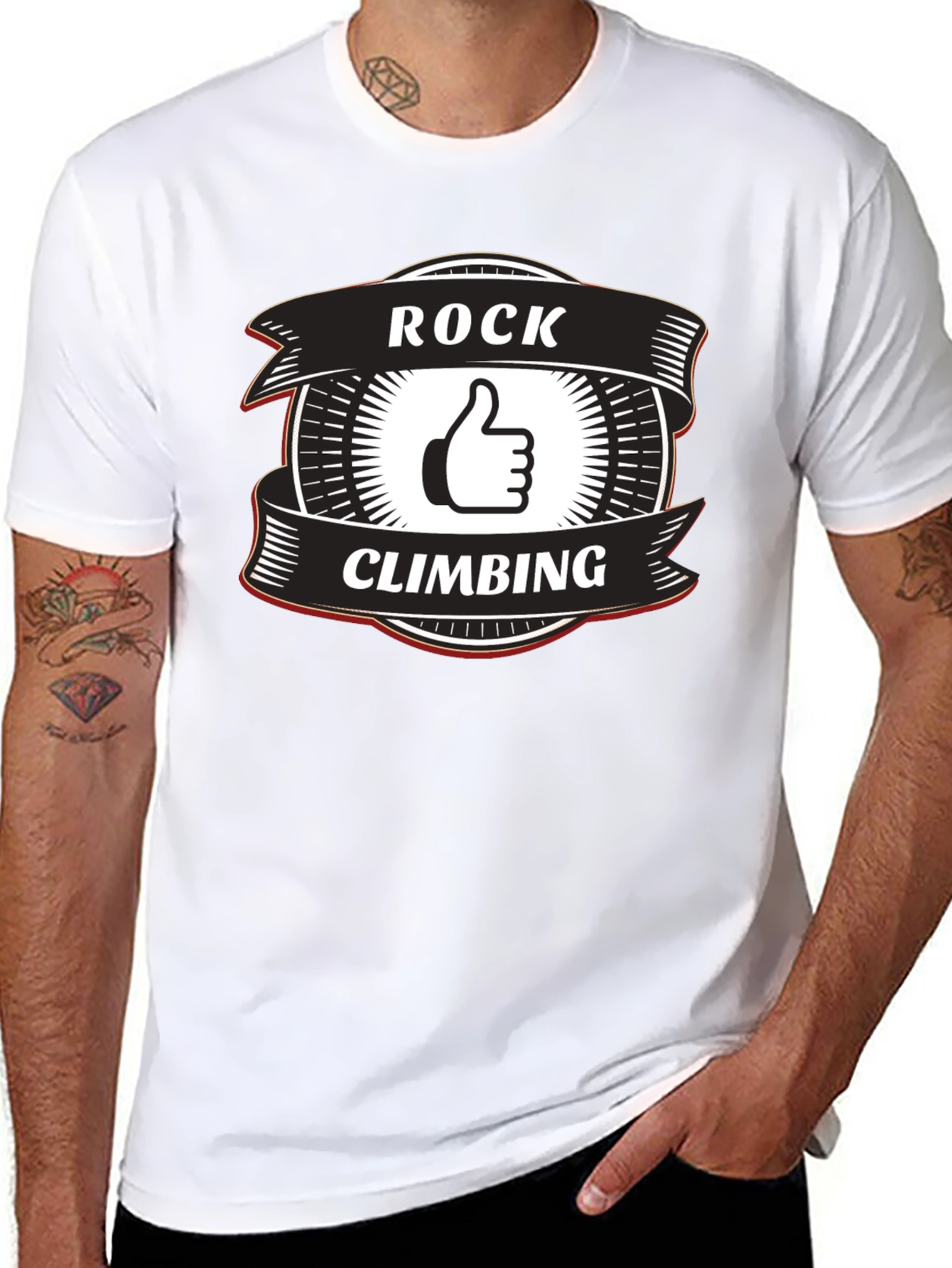 Rock Climbing Thumbs Up Graphic Tee - Black