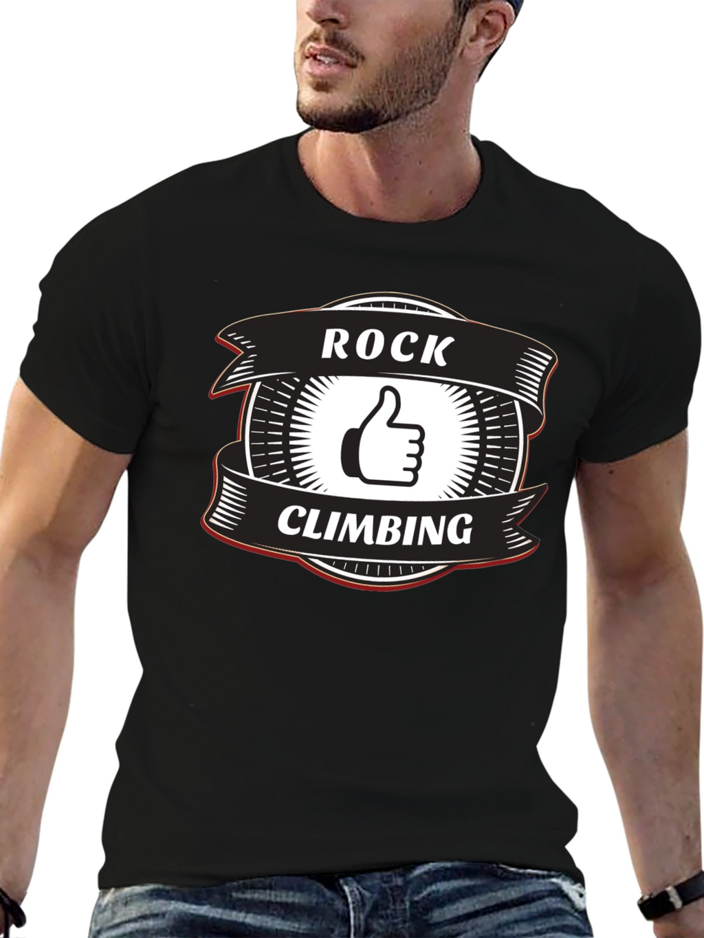 Rock Climbing Thumbs Up Graphic Tee - Black