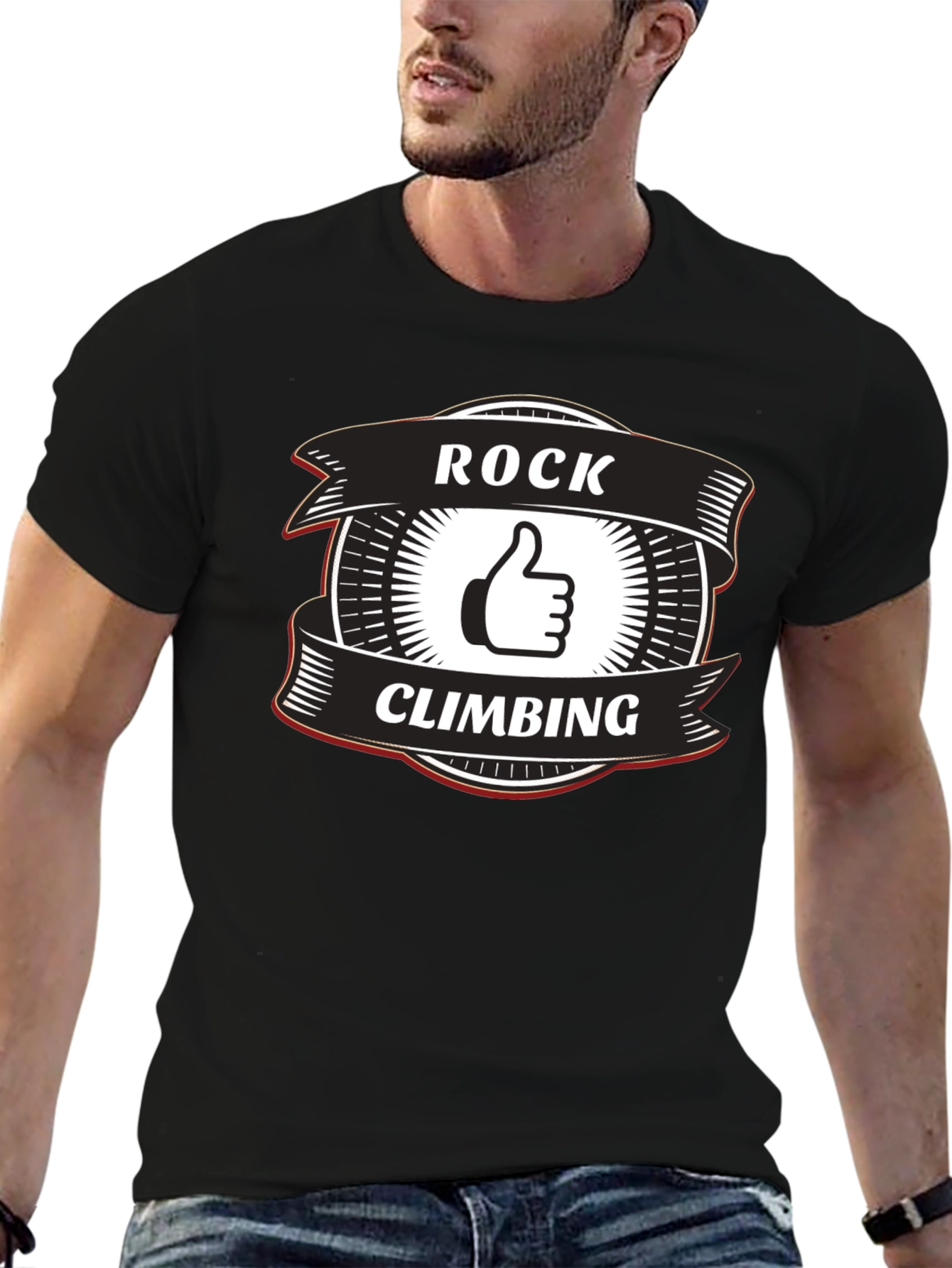 Rock Climbing Thumbs Up Graphic Tee - Black