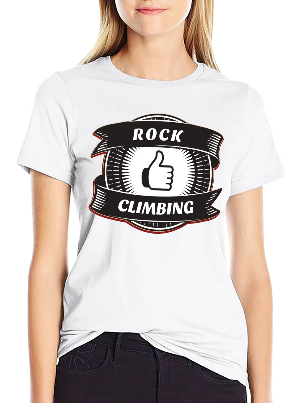 Rock Climbing Thumbs Up Graphic Tee - Black
