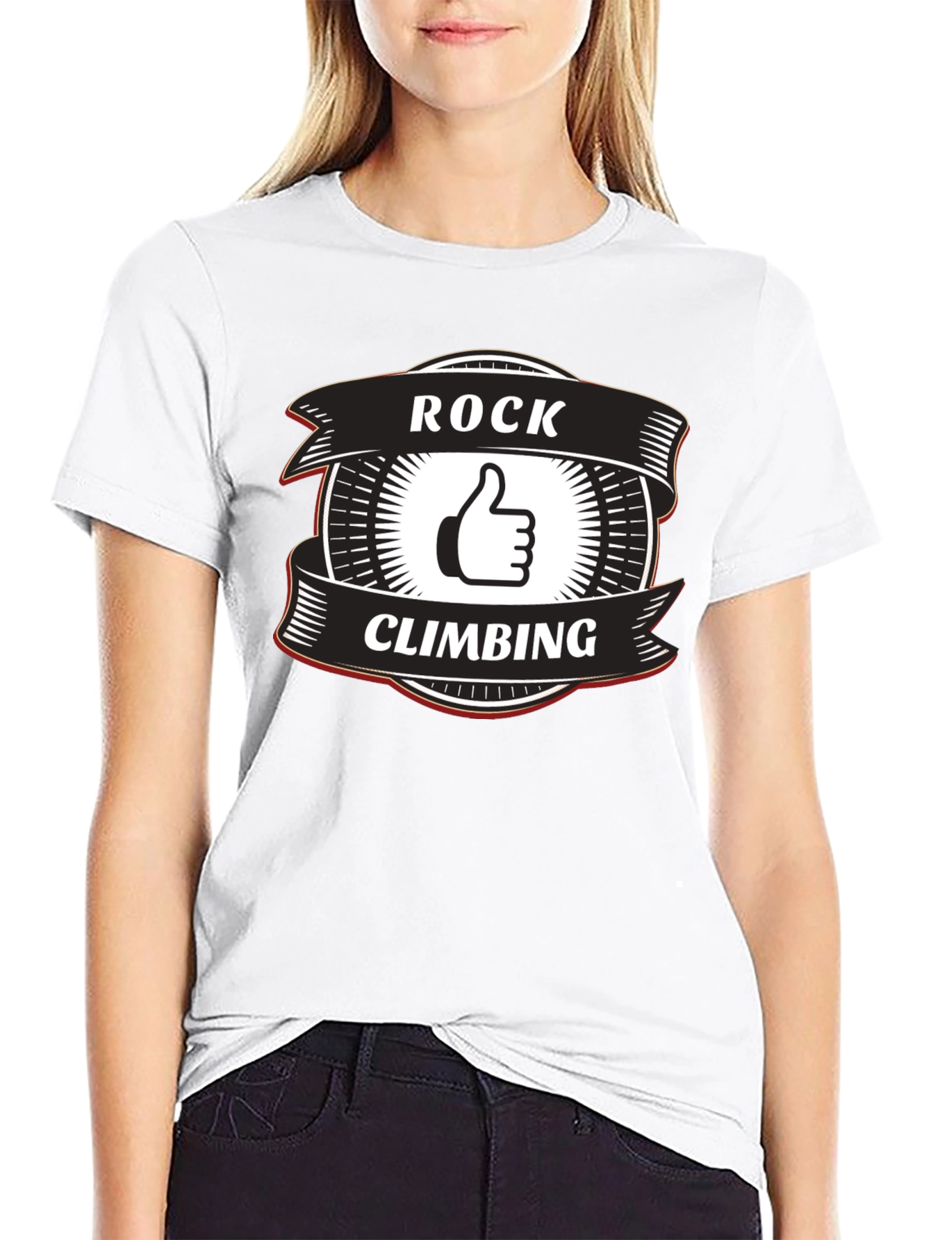 Rock Climbing Thumbs Up Graphic Tee - Black