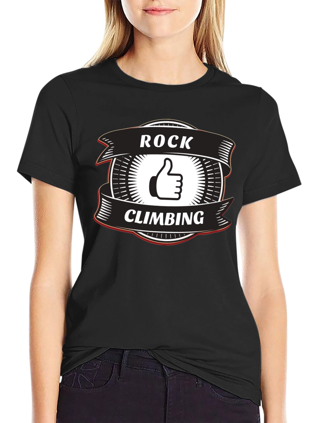 Rock Climbing Thumbs Up Graphic Tee - Black