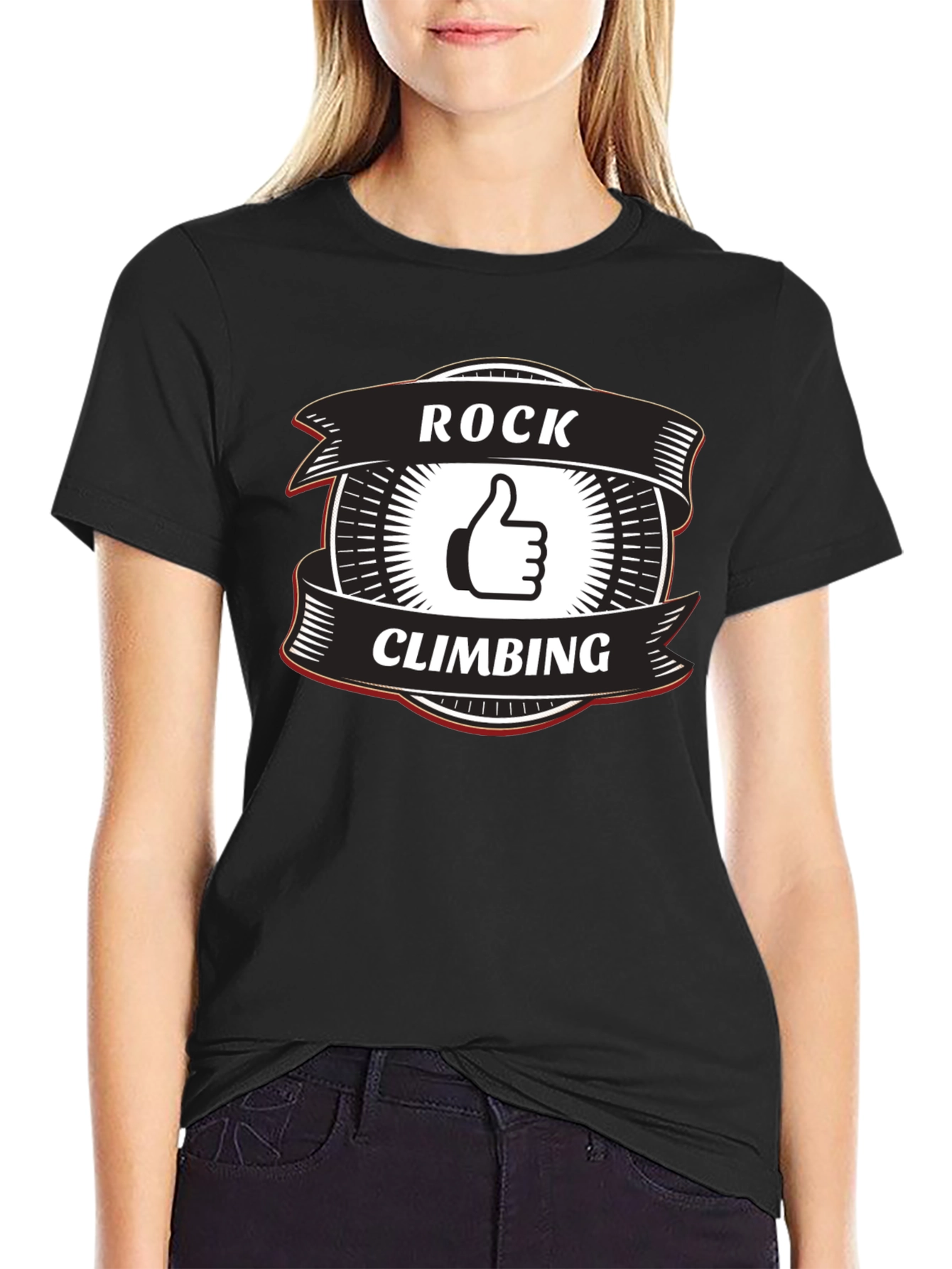 Rock Climbing Thumbs Up Graphic Tee - Black