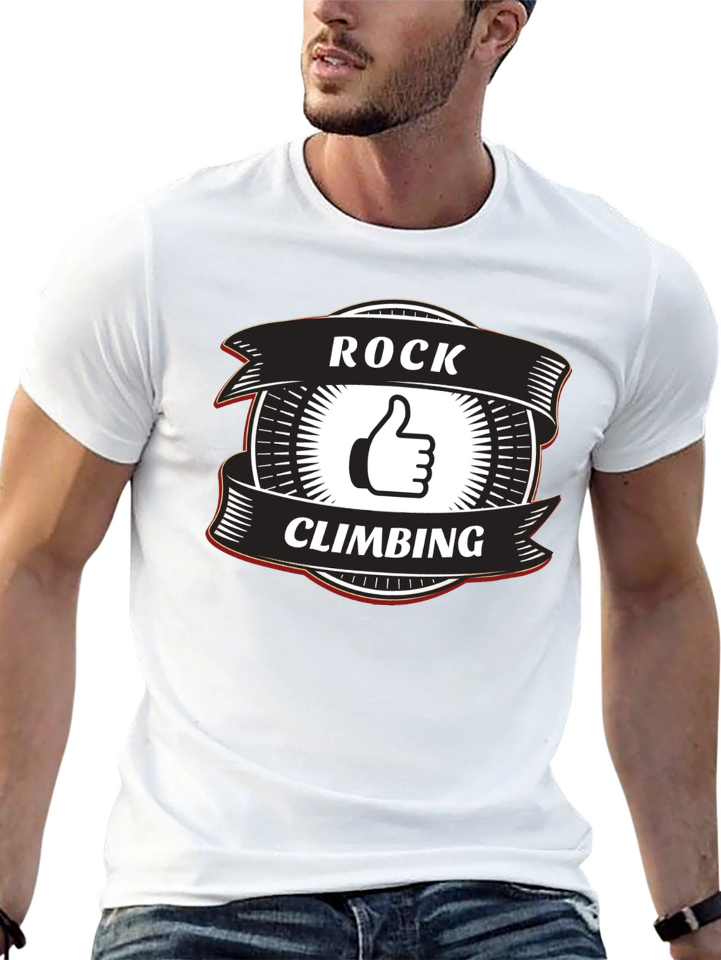 Rock Climbing Thumbs Up Graphic Tee - Black