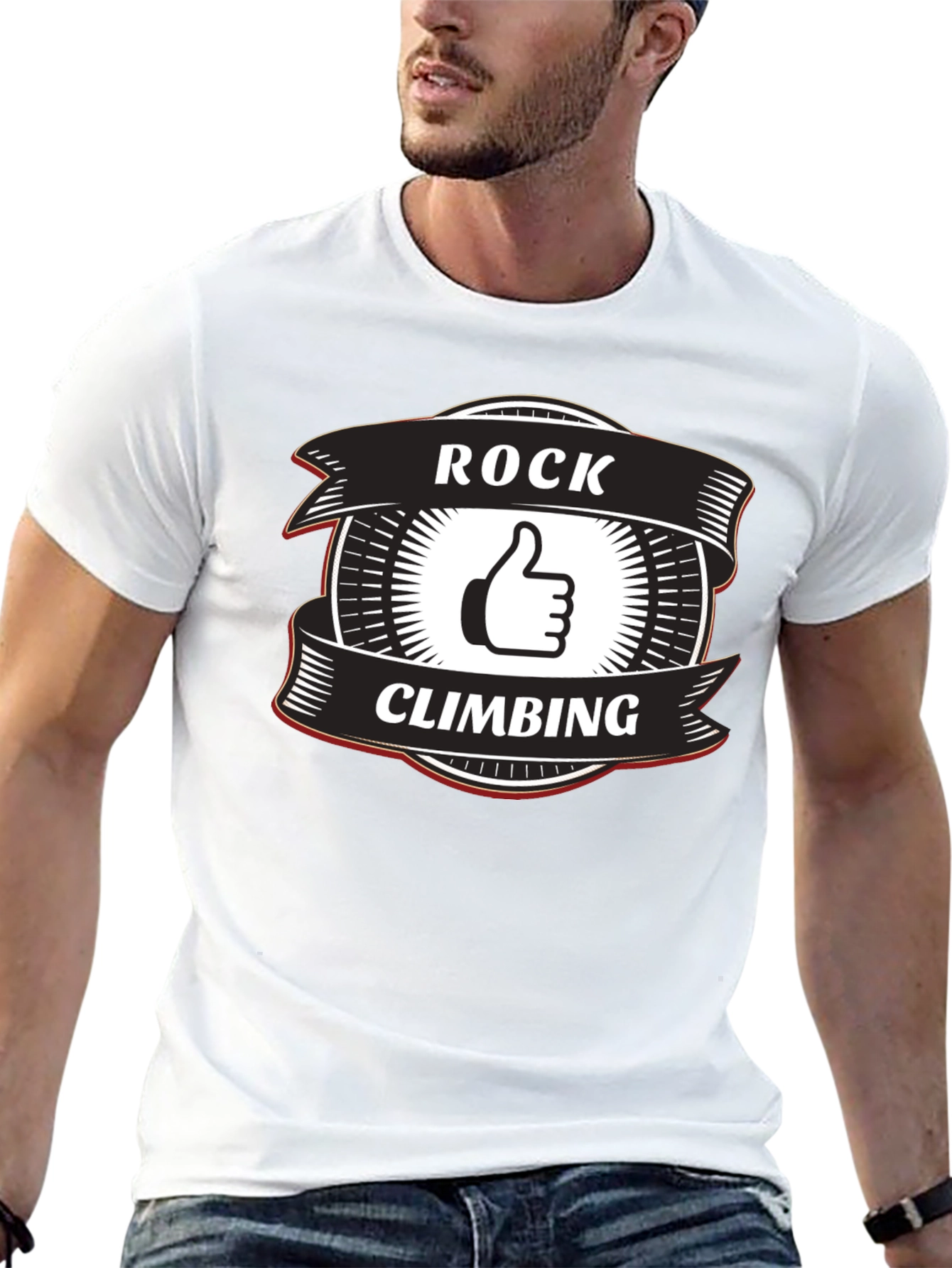 Rock Climbing Thumbs Up Graphic Tee - Black