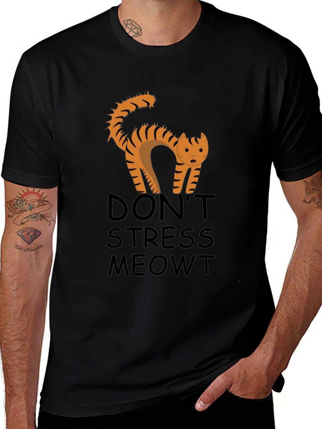 Dont Stress Meowt Black Graphic Tee