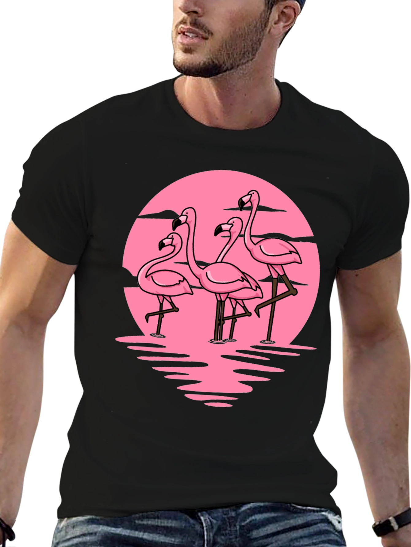 Flamingo Sunset Graphic Tee - Tropical Vibes